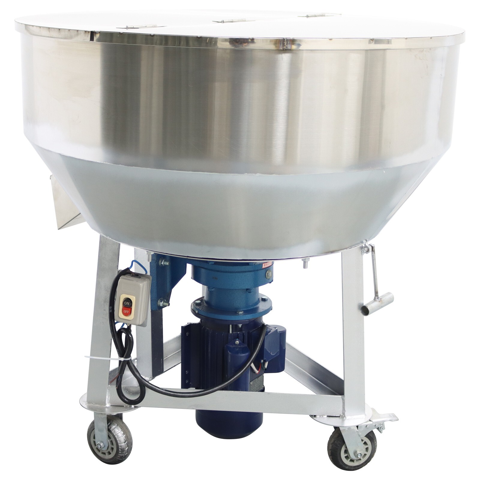 200KG/440LBS Stainless Feed Mixer Granular Plastic Mixer Machine W/Wheel 220V