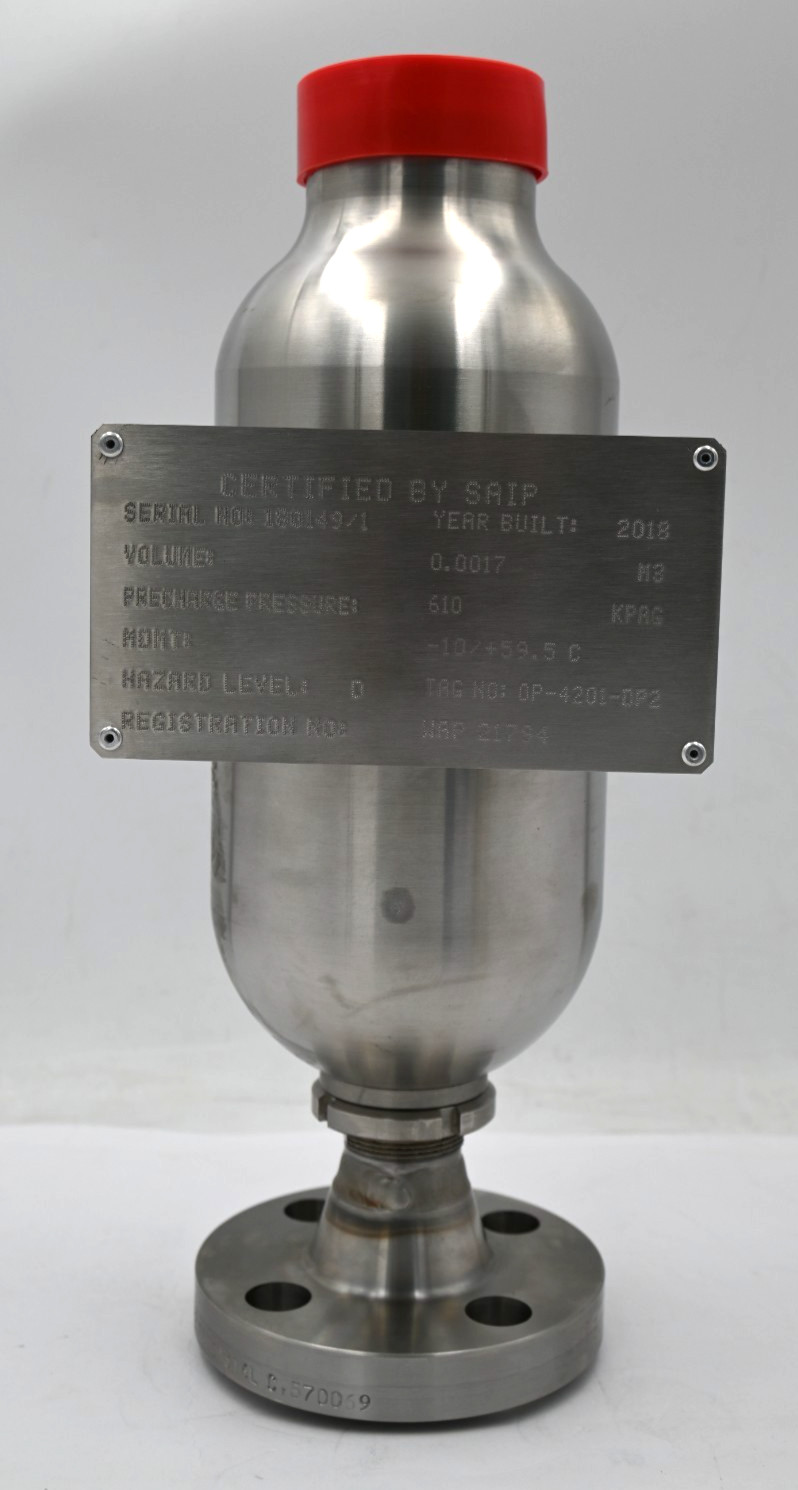 SAIP LA.1.1,5.10.X.F.E 1 600RS PULSATION DAMPENER TAG: OP-4201-DP2