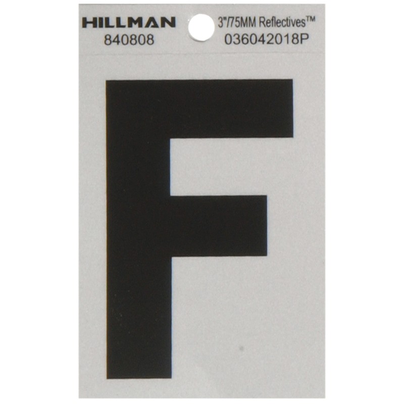 Hillman 840808 Black/Silver Mylar Self-Adhesive F Letter 3 H in. (Pack of 6)
