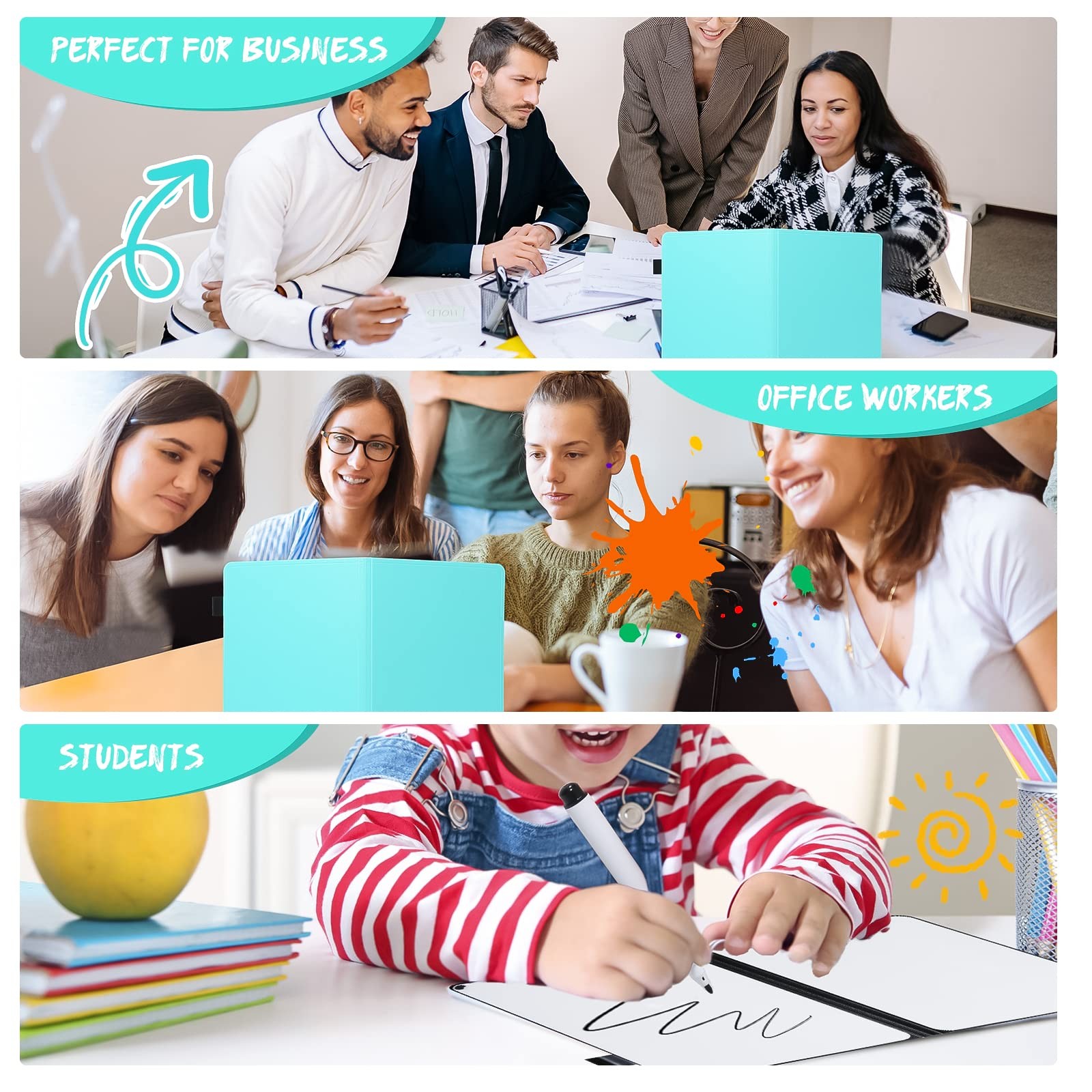 Portable White Board Dry Erase, Double Sided Folding Whiteboards with Pen, Sm…