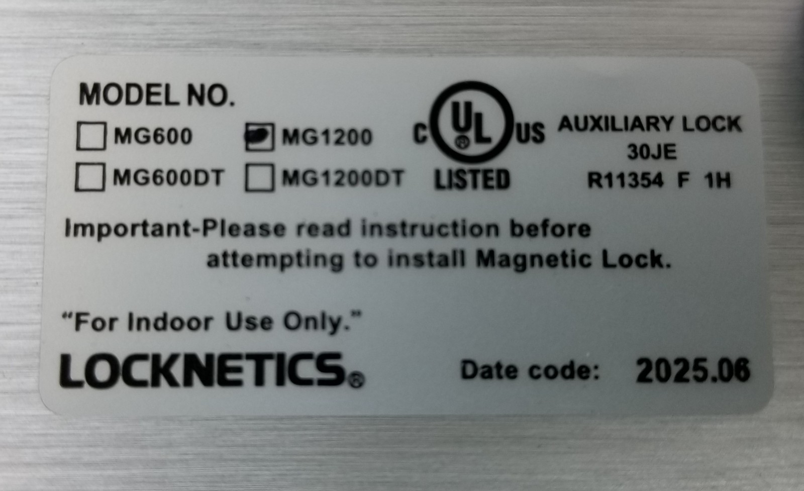 Locknetics MG1200 Electromagnetic Lock 1200lbs Holding Force 12/24Vdc NEW