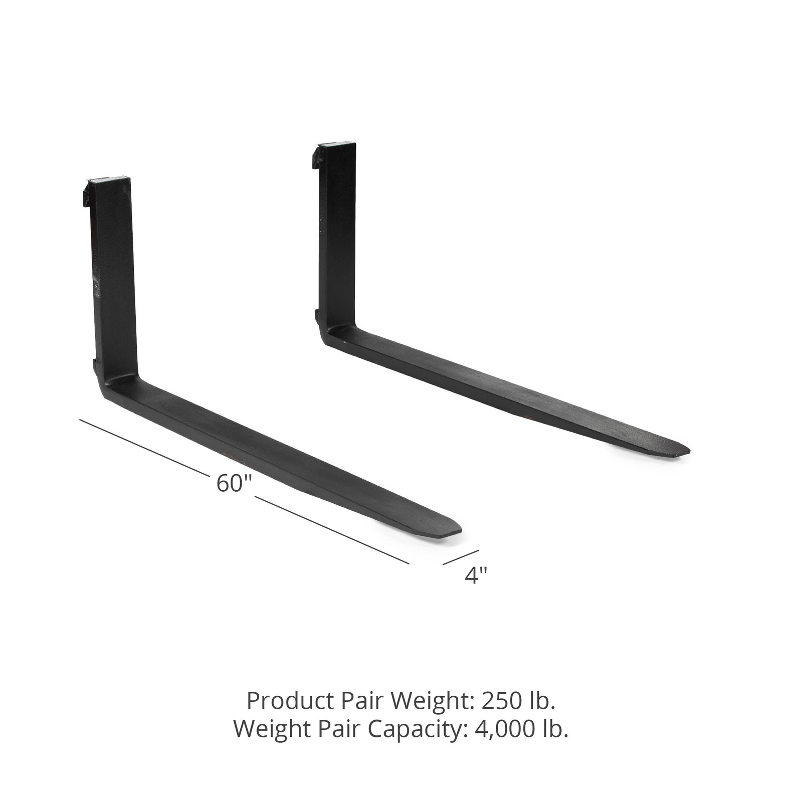 Titan Attachments 60in Pallet Fork Blades, Class II Carriage Mounting