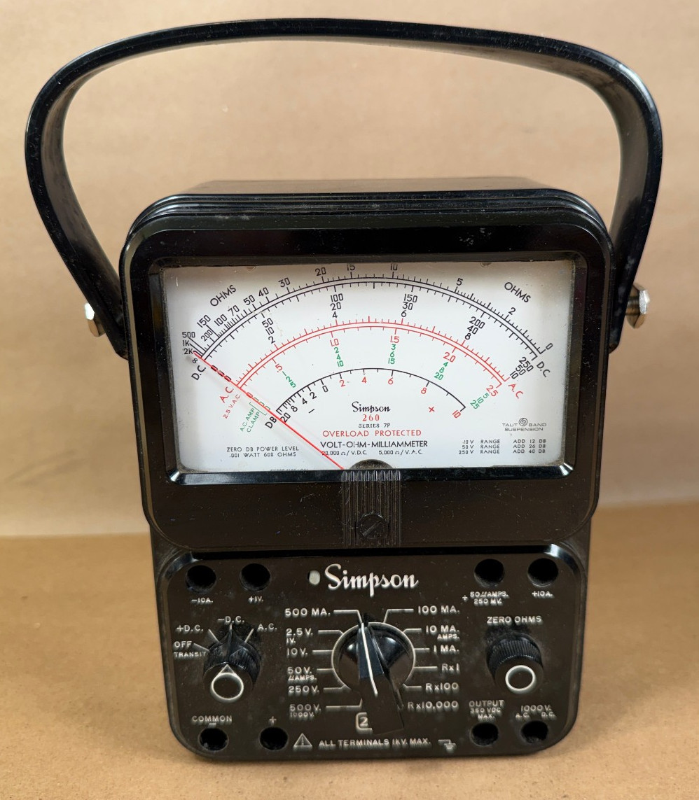 Simpson 260 Series 7P VOM Untested – Volt-Ohm-Millammeter Voltmeter Multimeter