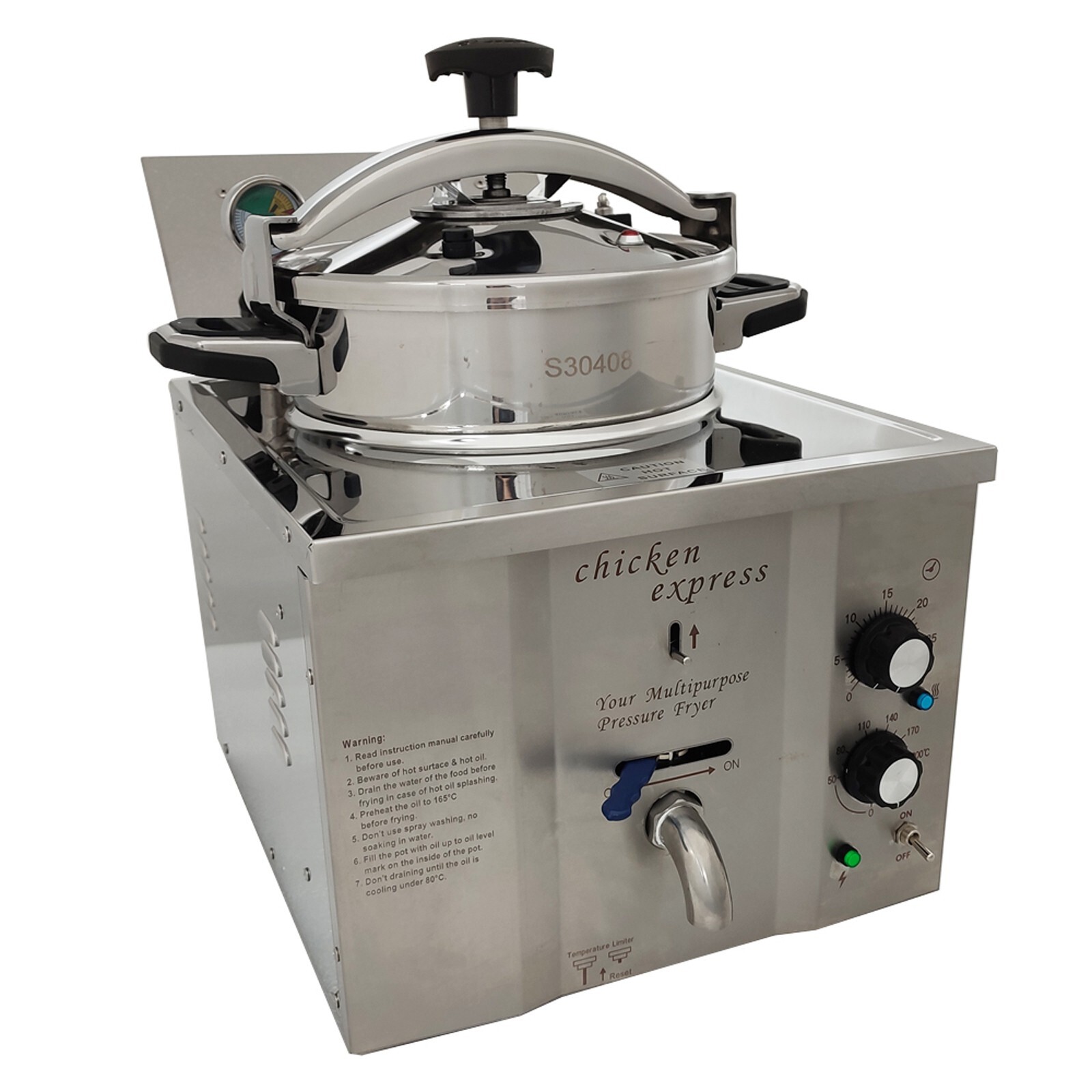 110V Countertop 16L Electric Chicken Stove Multi-purpose Pressure Fryer 25A