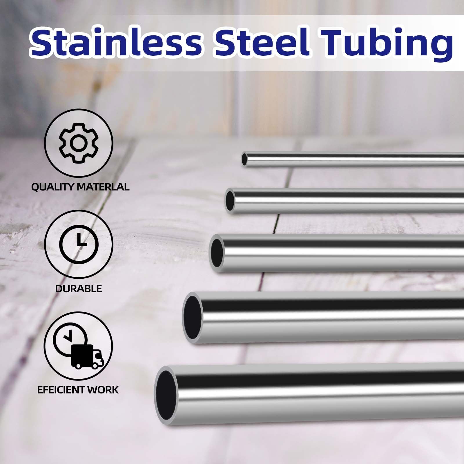1/2 Inch (12.7mm) OD Round Metal Pipe, 304 Stainless Steel 1/2″ OD, Silver