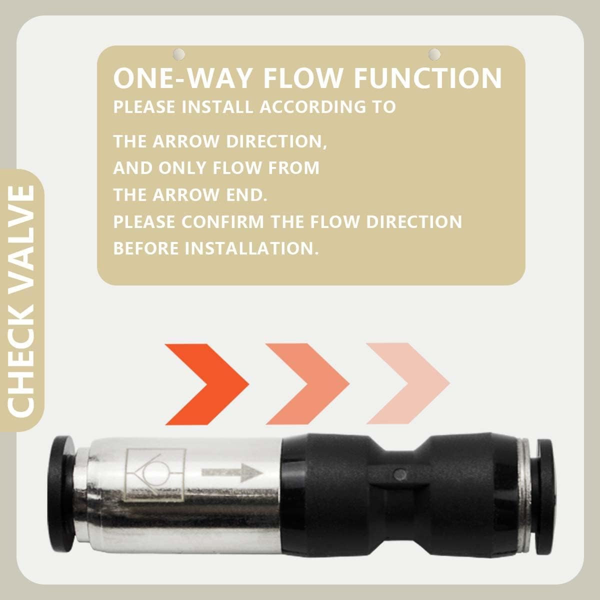 3 pcs 8mm Straight One Way Flow Pneumatic Check Valve Push to Connect Air Tu…