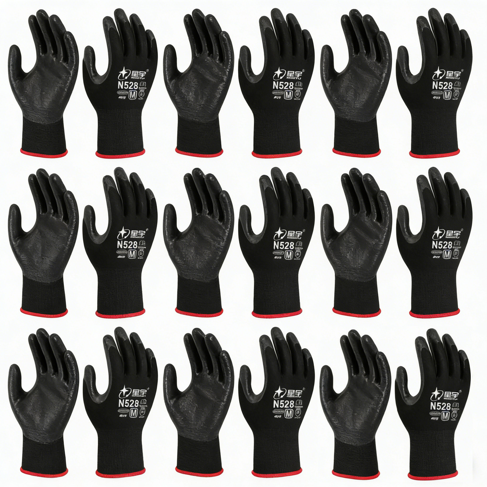 Mutaomay Gasoline Safety Work Gloves Extra Micro-Foam Nitrile Coated-12 Pairs