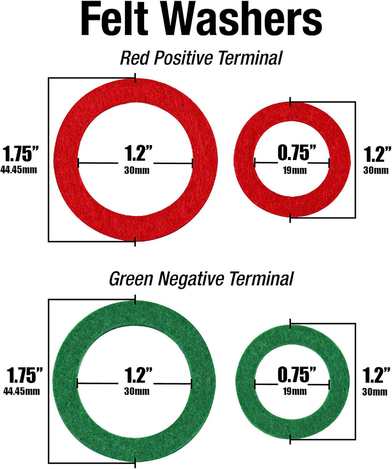 Heavy-Duty Battery Terminal Clamps with Anti-Corrosion Washers, Red & Black, 1 P