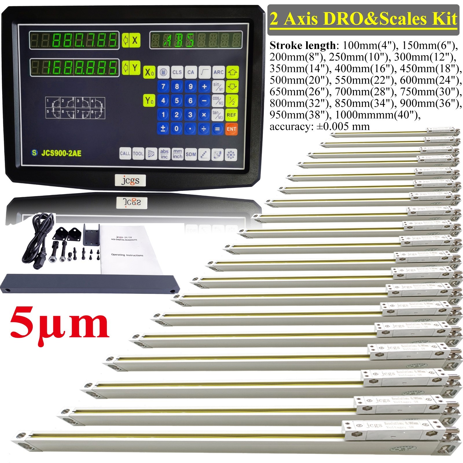 2 Axis DRO Digital Readout Linear Scale For Milling Lathe Machine High Precision
