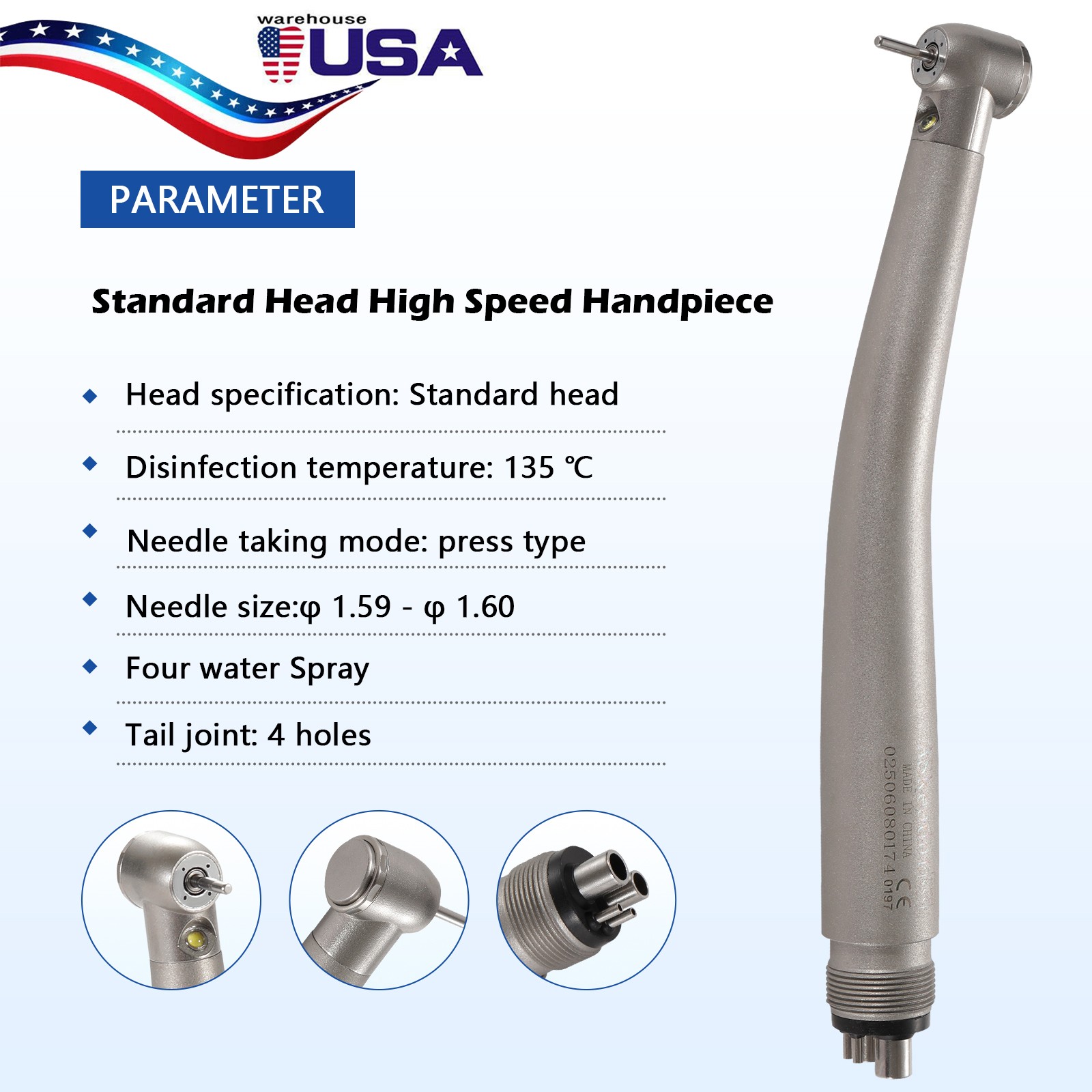 NSK Style LED E-generator Dental High Speed Handpiece Fiber Optic Turbine 4Hole