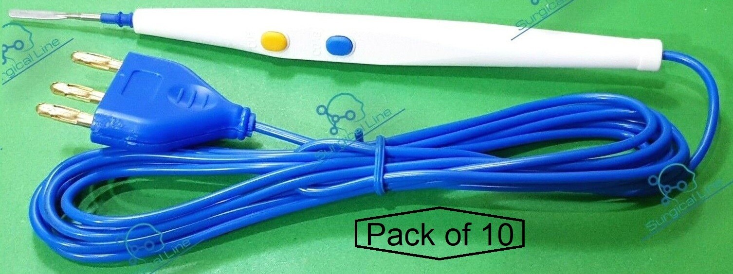 Pack of 10 Disposable Diathermy ESU Cautery Pencil with Blade