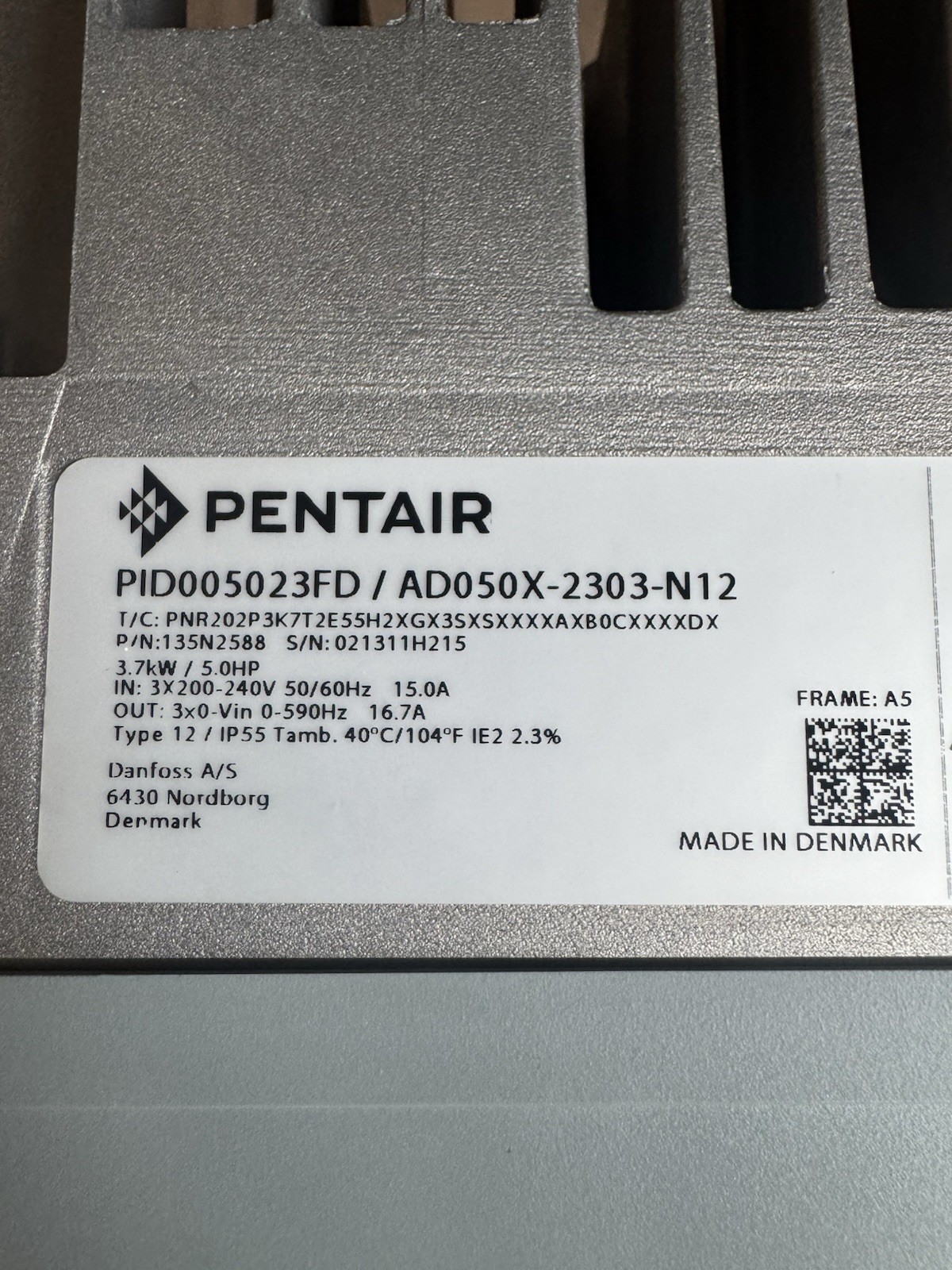 Pentair PID005023FD 5HP Variable Frequency Drive (VFD) NEW