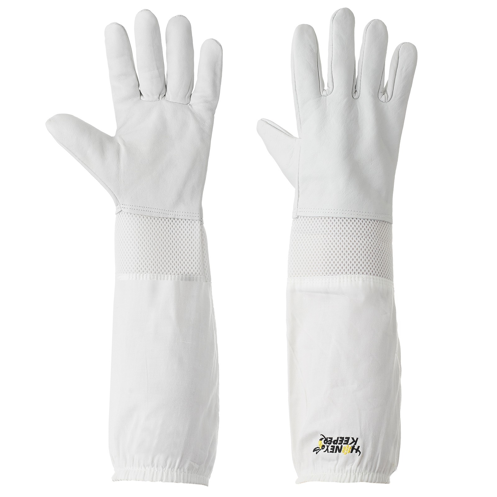 Beekeeping Ventilated Gloves Goatskin Leather, Canvas Sleeve Elastic Cuff, Sm