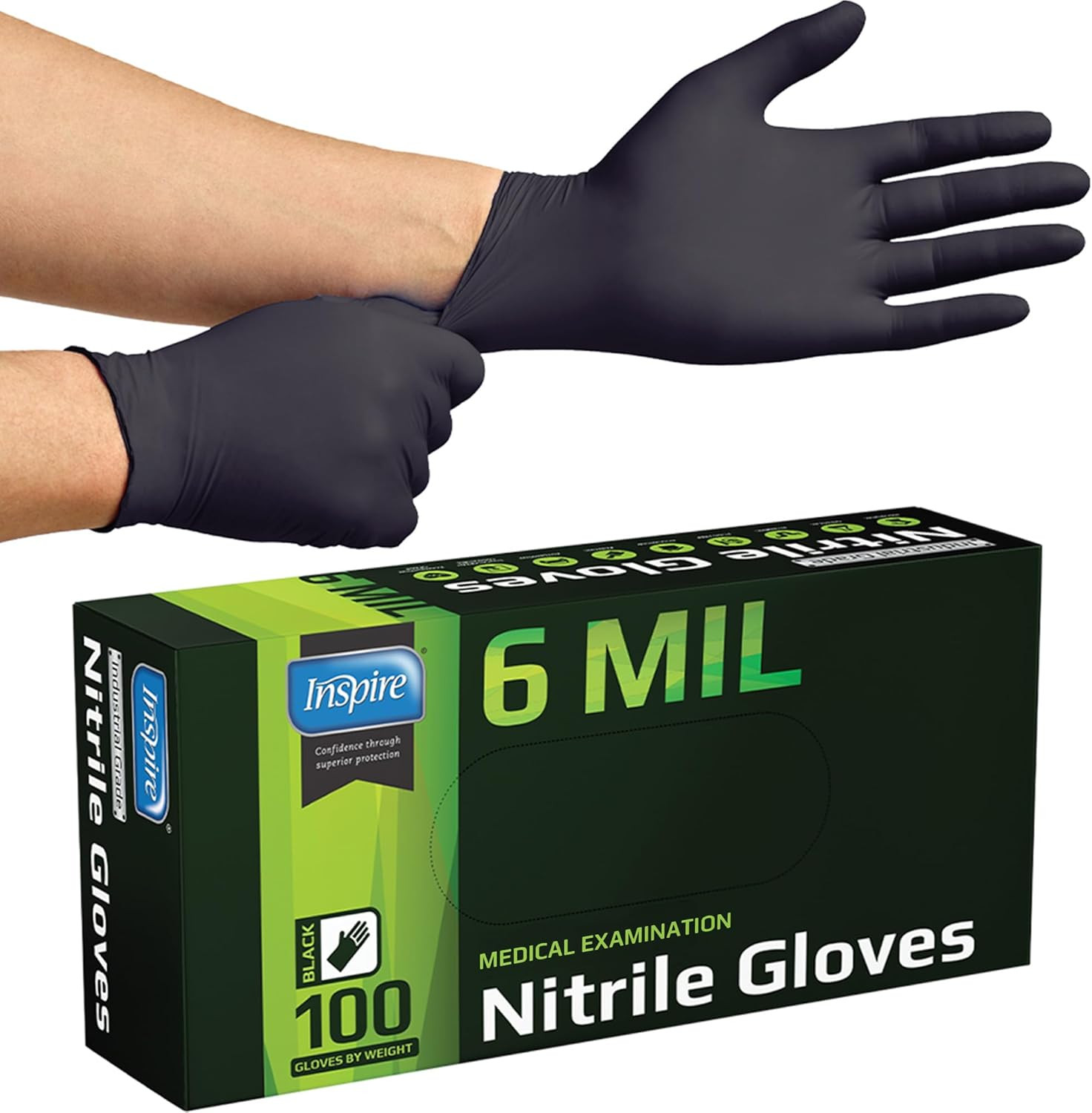 Black Nitrile Gloves HEAVY DUTY 6 Mil Nitrile Chemical Resistant Medical Cooking