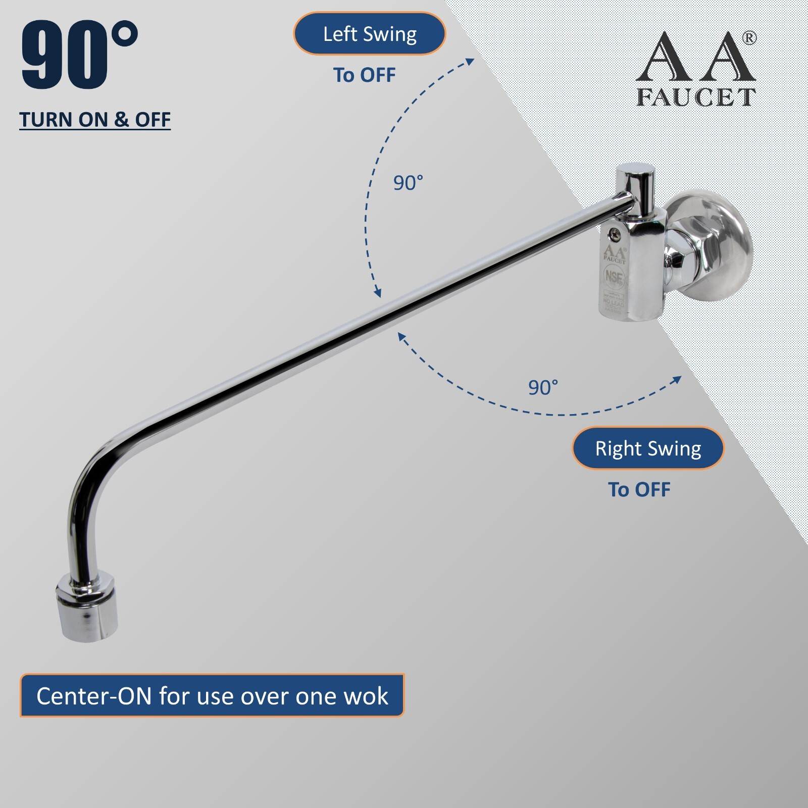 AA Faucet Wok Range Automatic No Lead Faucet 17″ Spout 3/8″ Male Inlet AA-511G