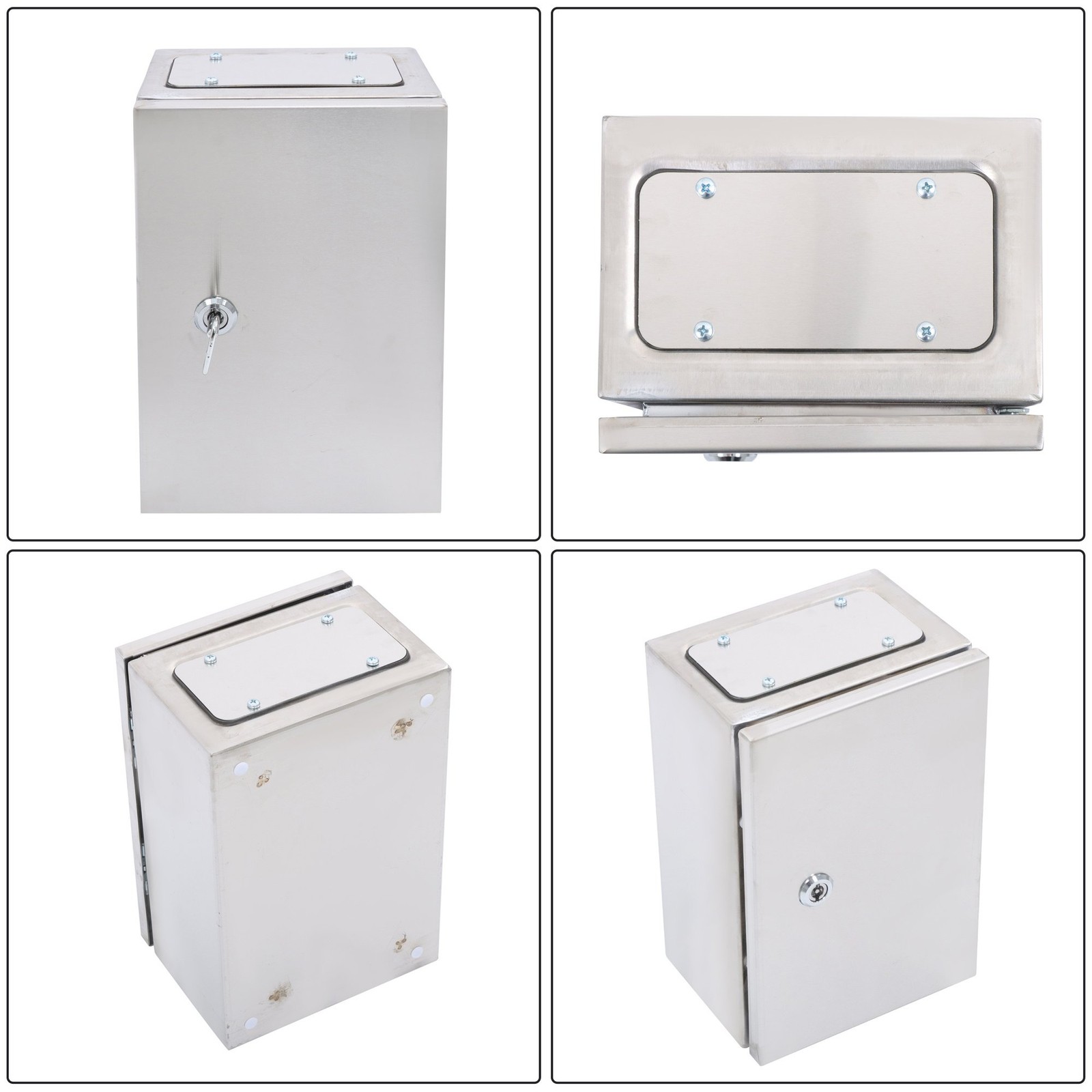 12x8x6″ Stainless Steel Electrical Enclosure NEMA 4X Junction Box Wall-Mounted