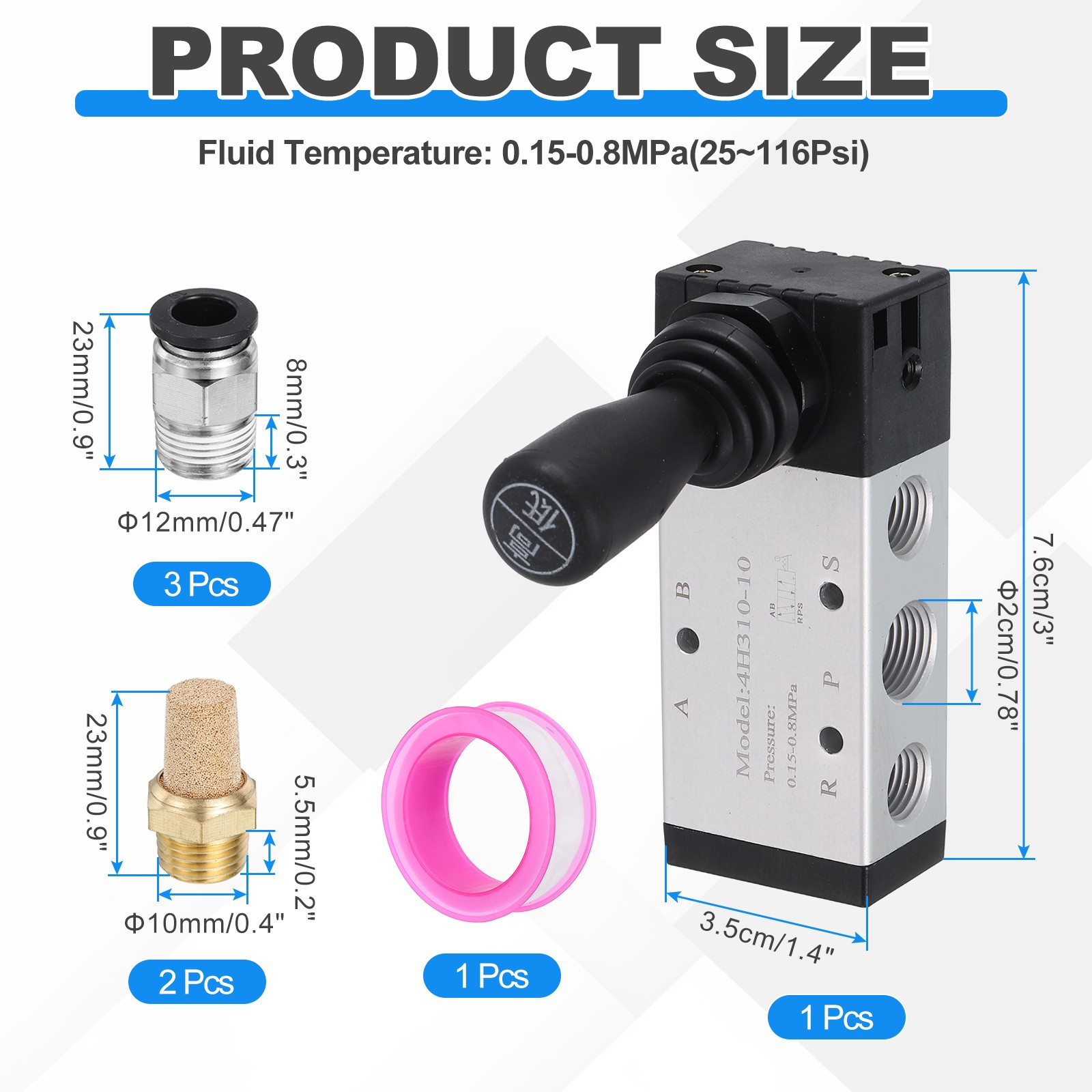 Pneumatic Valve 1/4″ NPT 5 Way 2 Position Air Solenoid Manual Control Push Pull