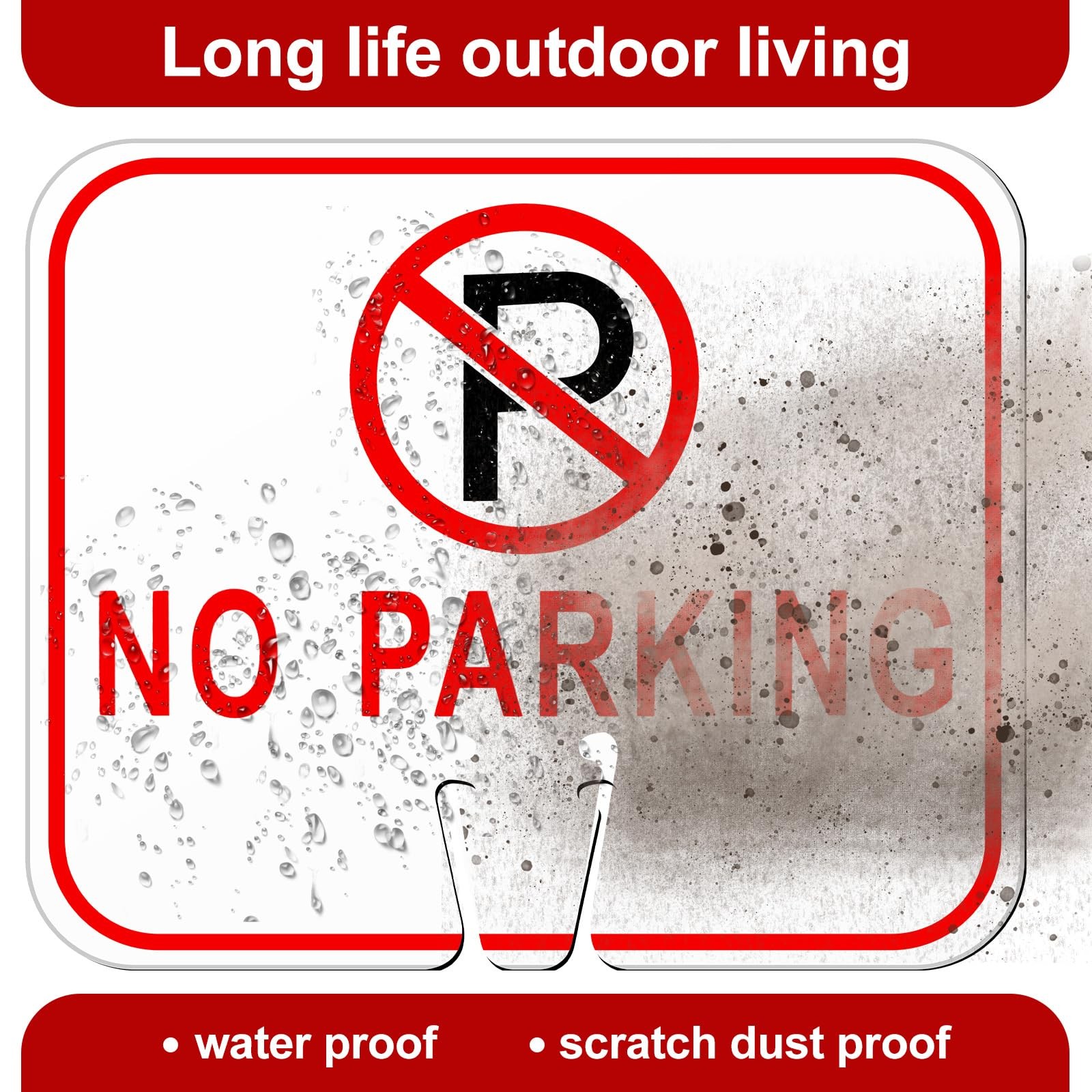 No Parking Signs Traffic Cone, 12.6×10.43″ Plastic Top Warning Sign for Road 6Pc
