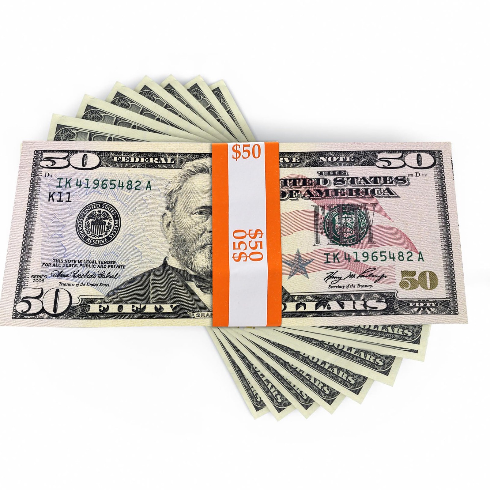 Self-Sealing Currency Straps – Pack of 100 Orange Bands for $50 Bills -…