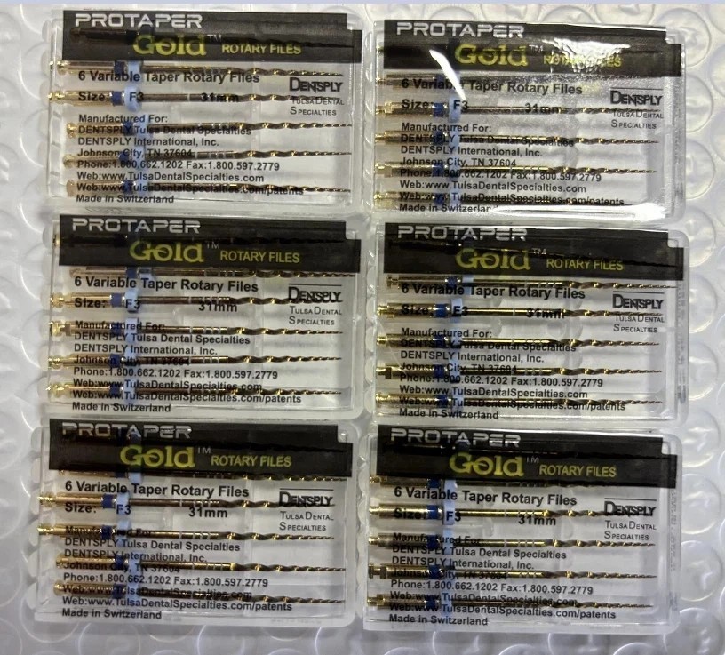 Dentsply ProTaper Gold Rotary Files F1,F2,F3,S1,S2,SX-F3, SX19 25mm 6 file pkg 1