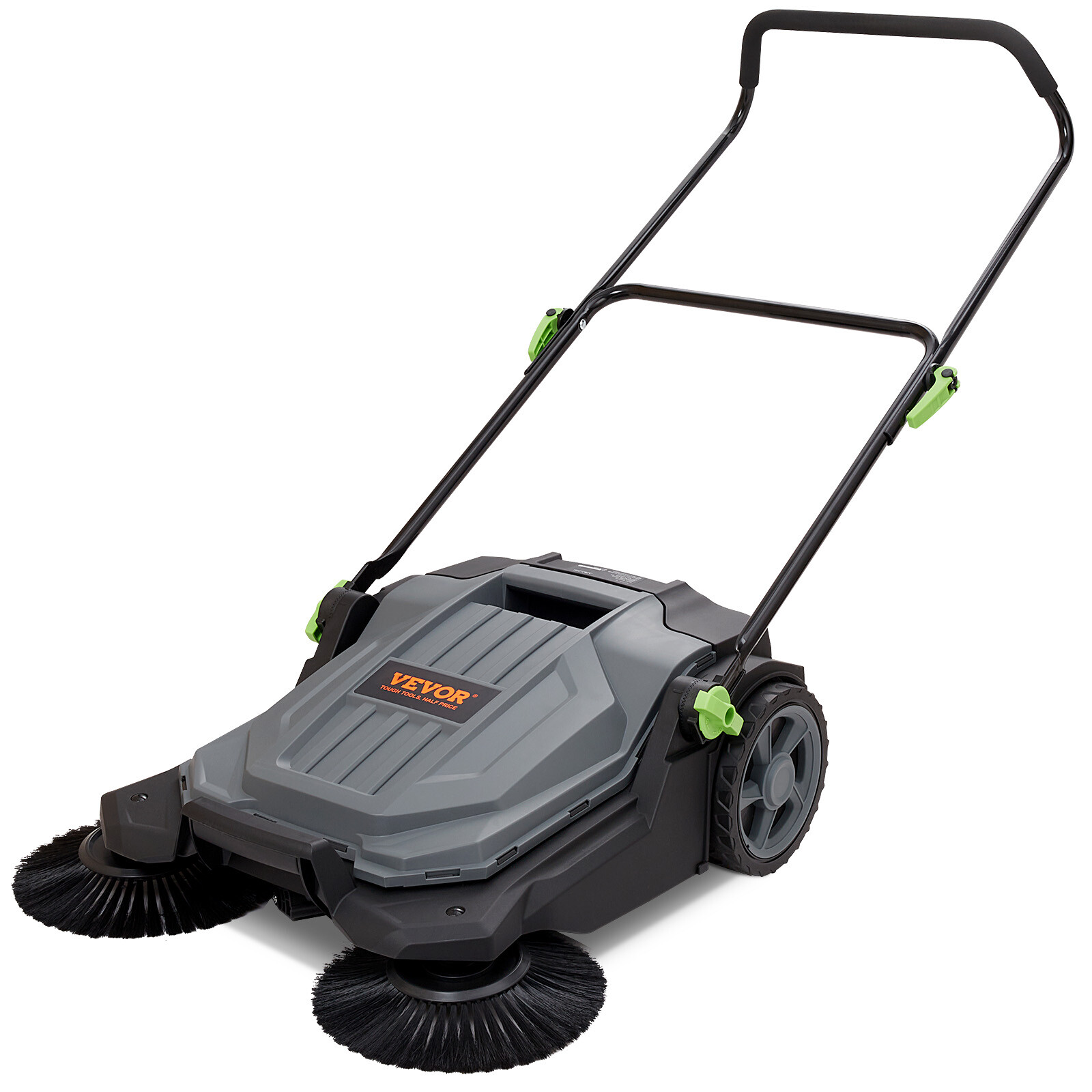 VEVOR Walk-behind Hand Push Floor Sweeper 25.6″ Width 5 Gallon Waste Container