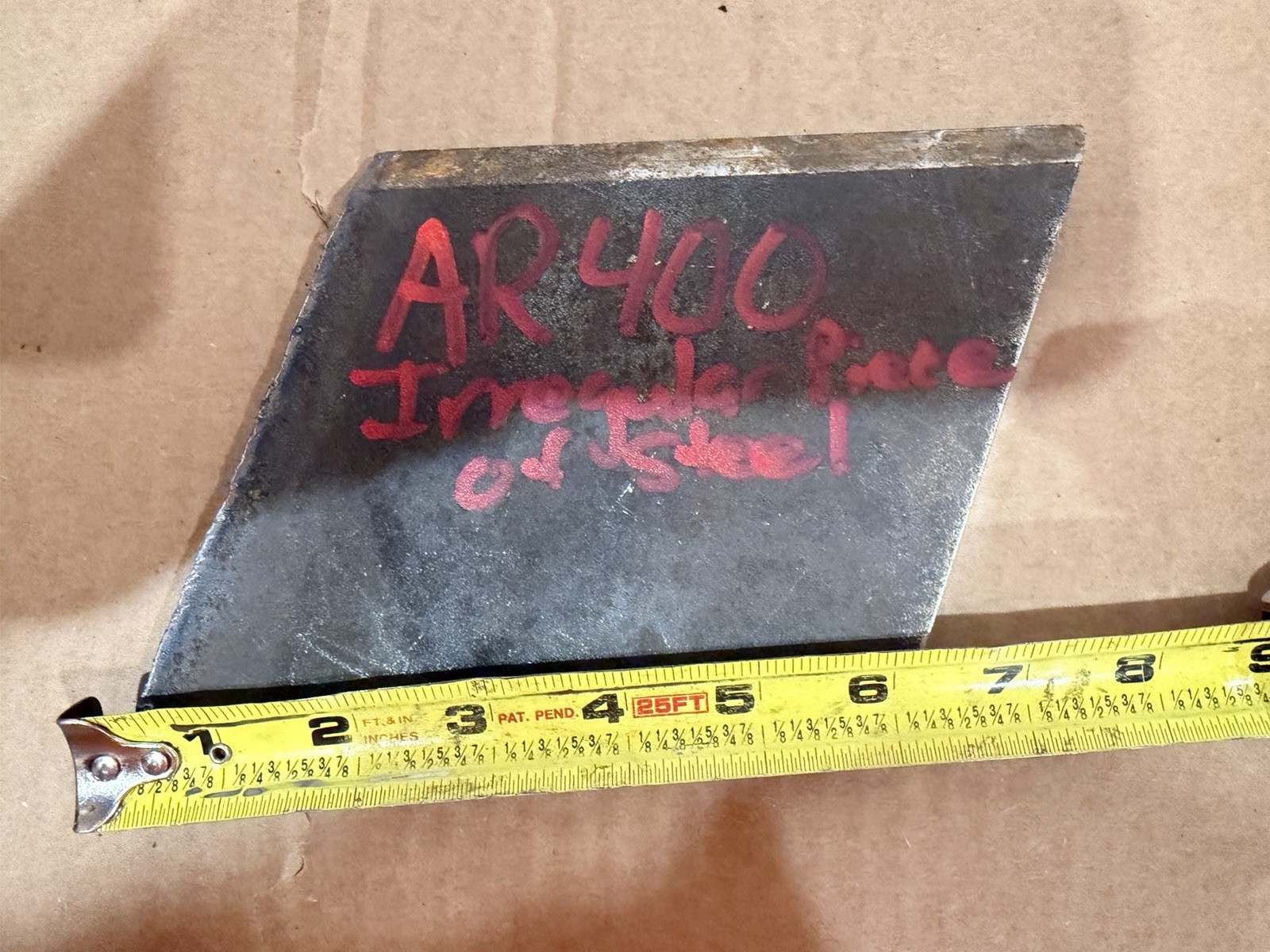 Irregular Piece of Abrasive Resistant Steel Plate – AR400 – 1/2” Thickness