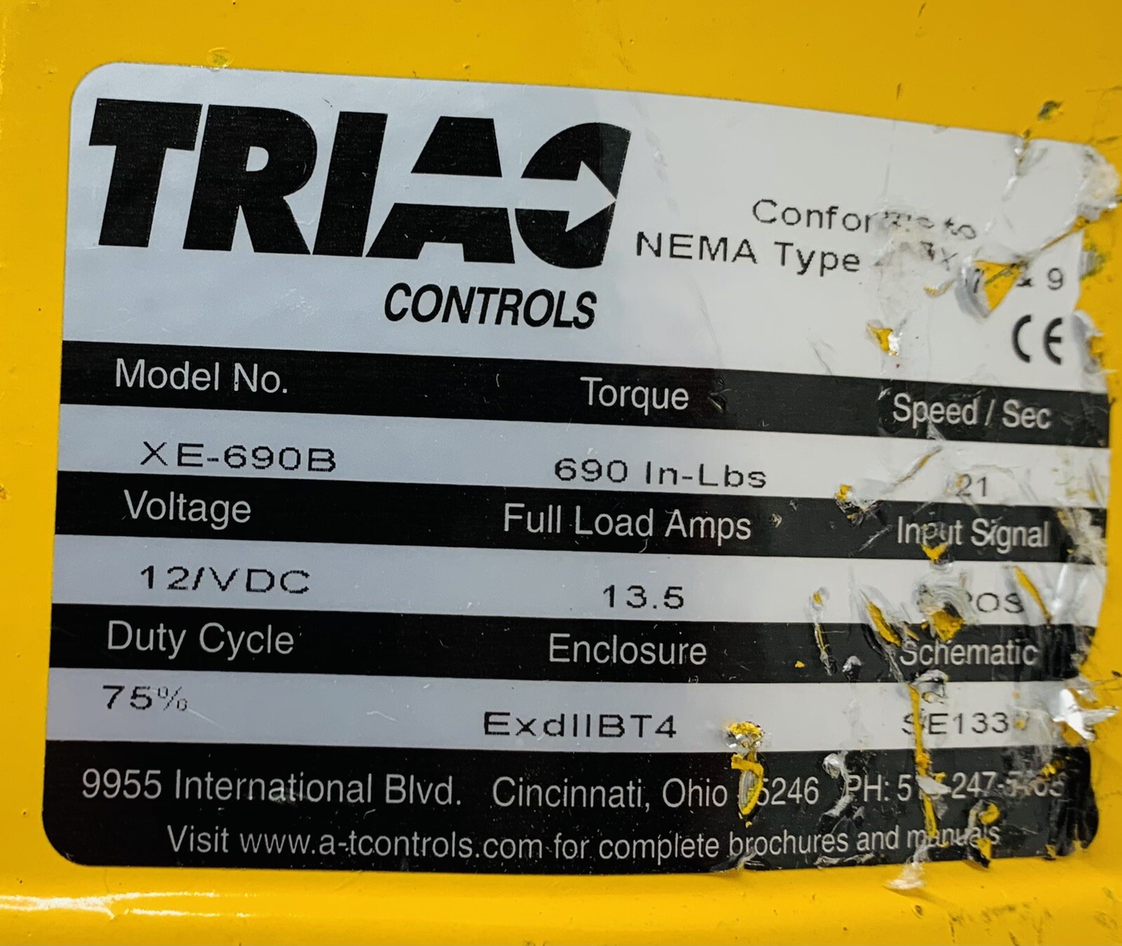 TRIAC Controls XE-690B Electric Actuator Motor Two Position Control 12VDC UNUSED