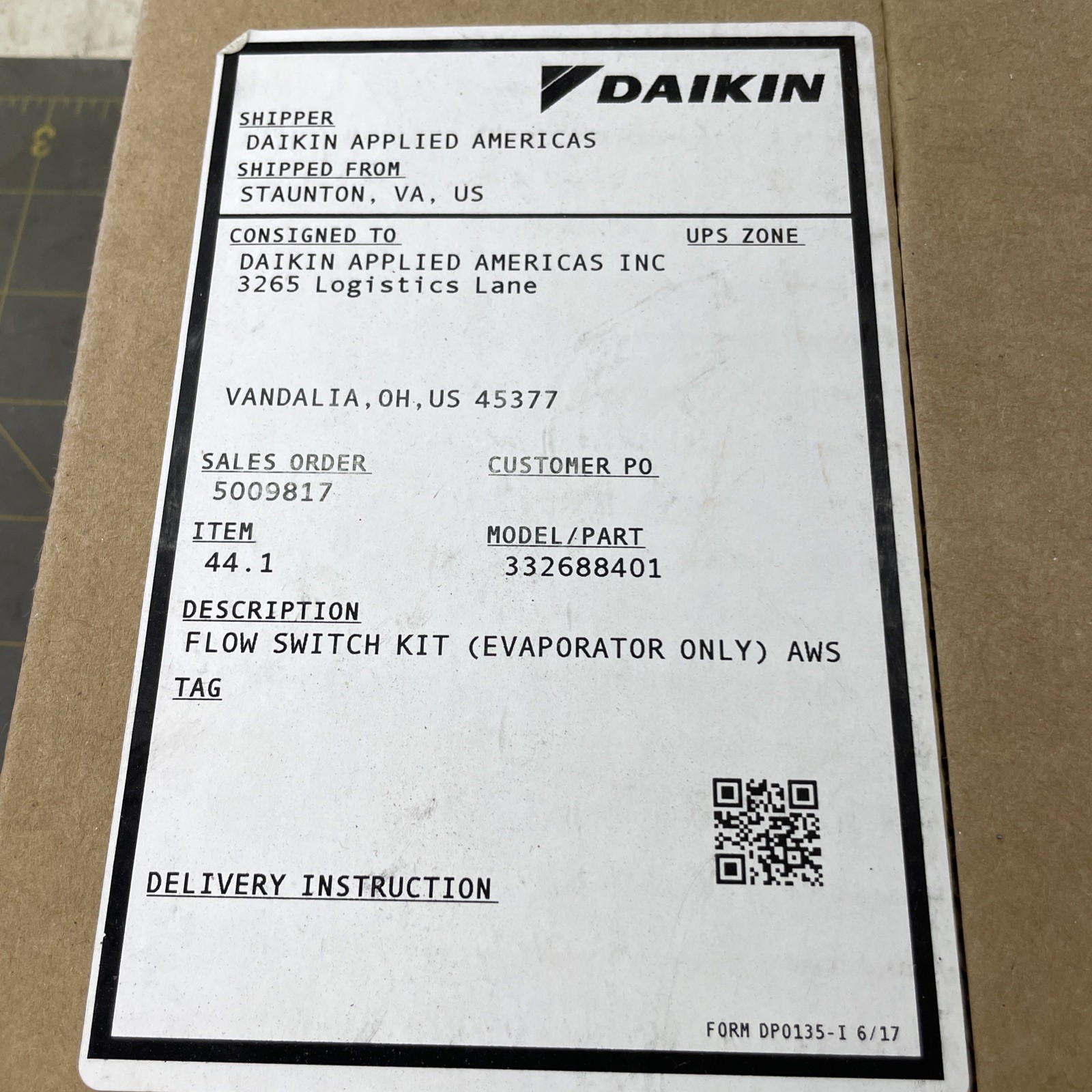 DAIKIN INDUSTRIES 332688401 (NEW IN BOX)