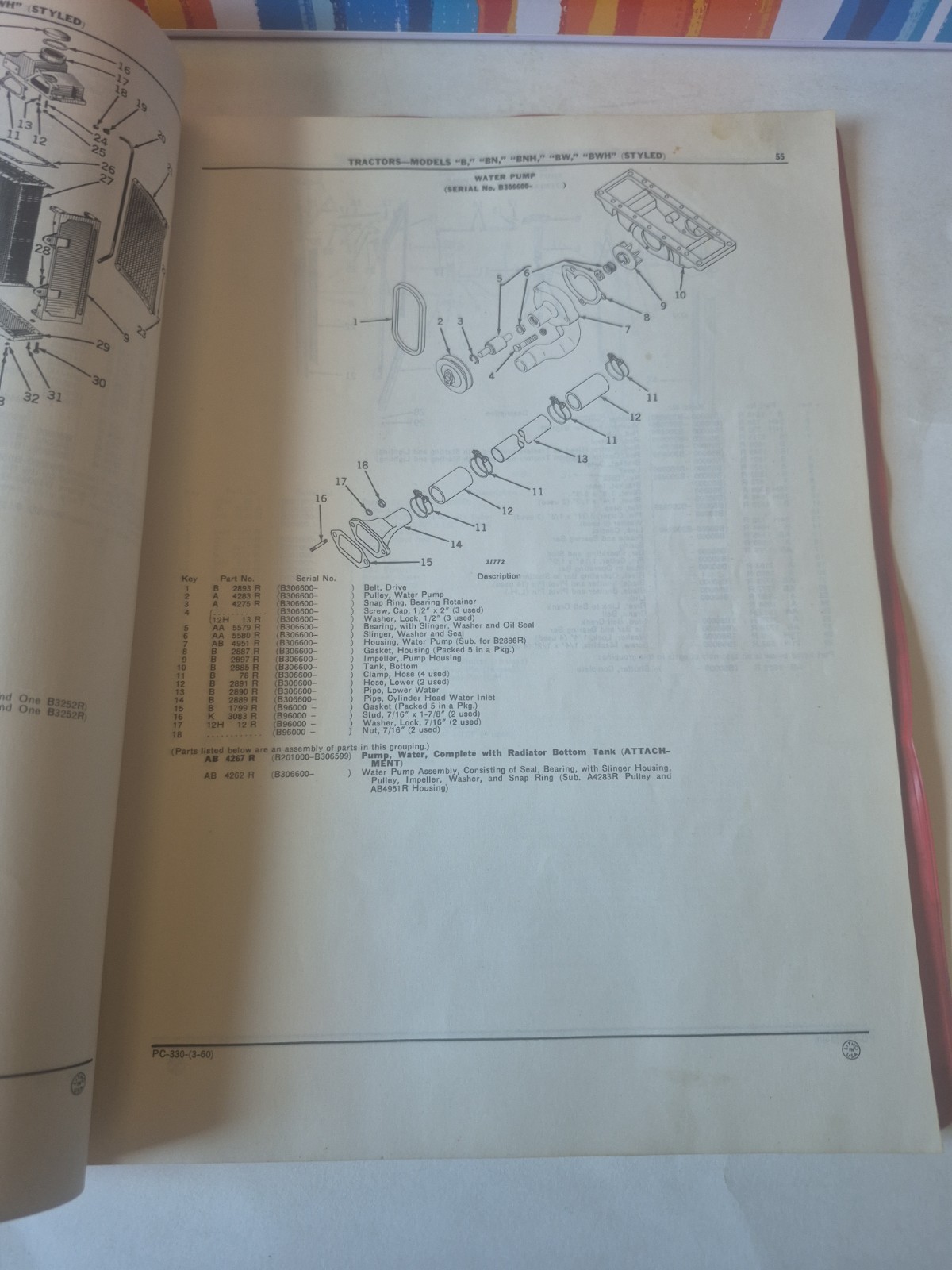 John Deere B BN BHN BW BHW Tractor Parts Manual Catalog