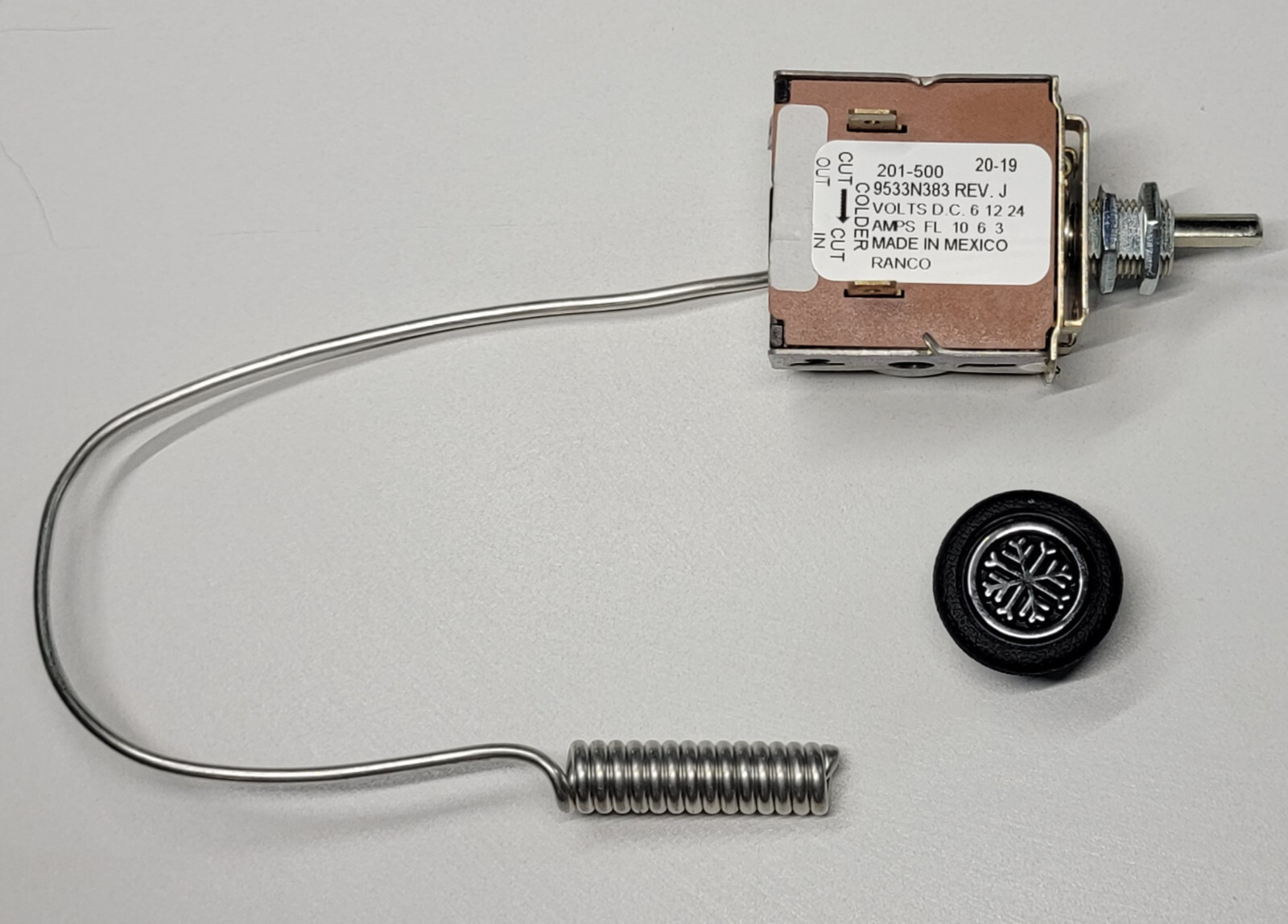 Ranco 9533N383 A/C Rotary Thermostat Refrigeration Temperature Sensor w/ Knob