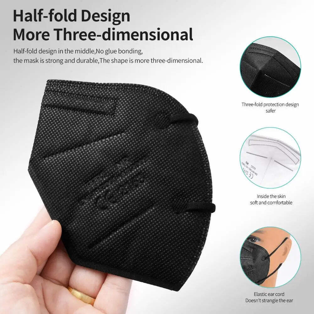 FFP2 KN95 Face Masks 10-200 Pack 5-Layer Filter Adult Protective Masks CE