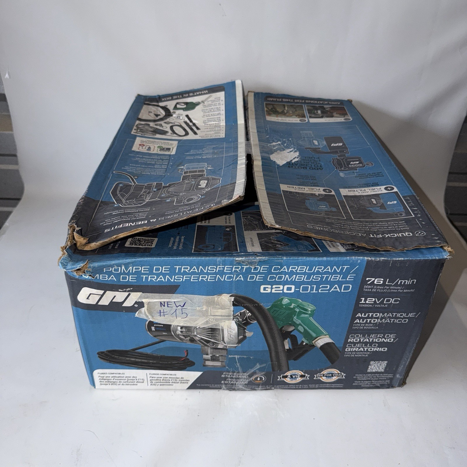 GPI G20-012AD 12V Fuel Transfer Pump 20 GPM w/ Auto Nozzle (New incomplete kit)