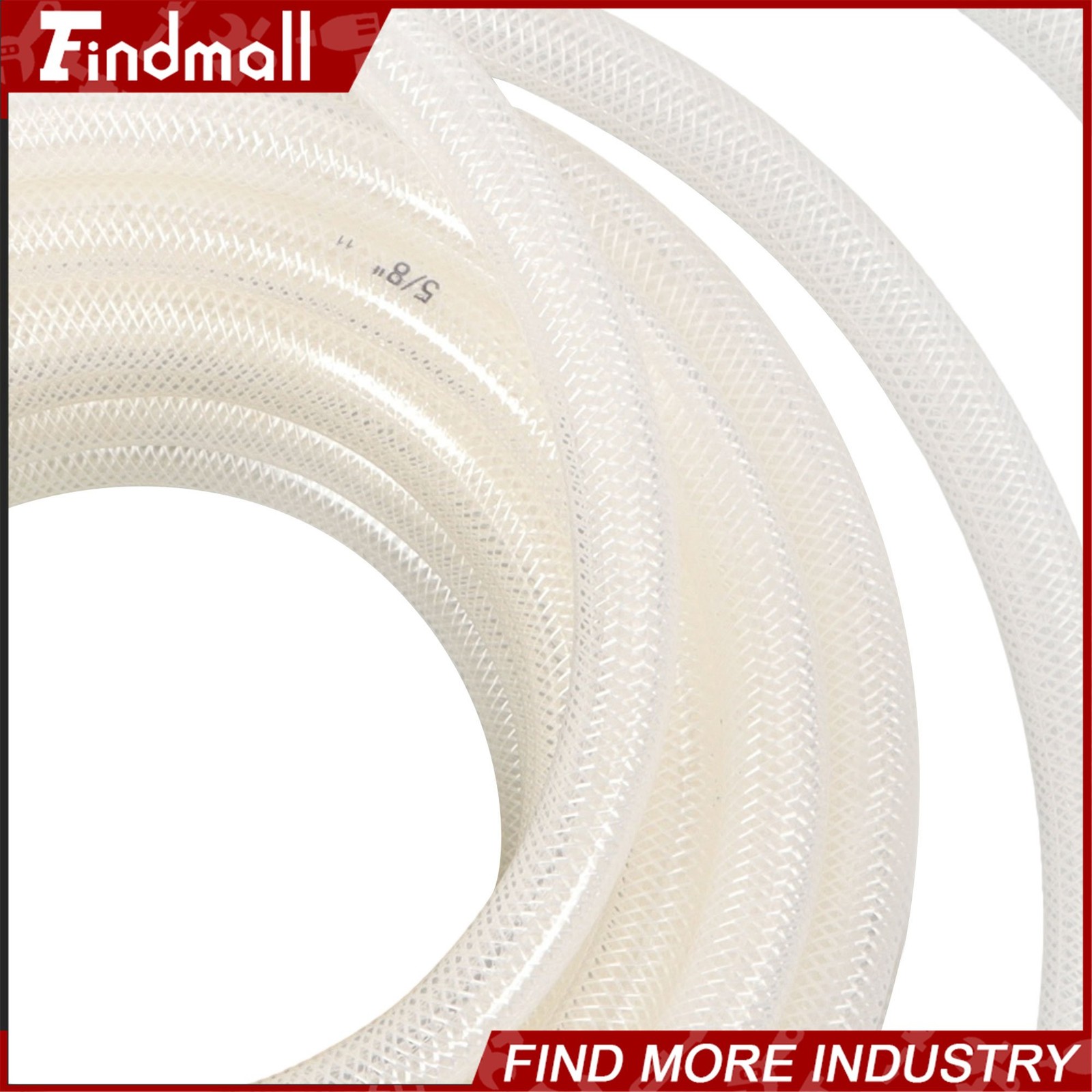 Findmall 50ft 5/8’’ ID × 7/8’’ OD Clear Braided PVC Hose High Pressure