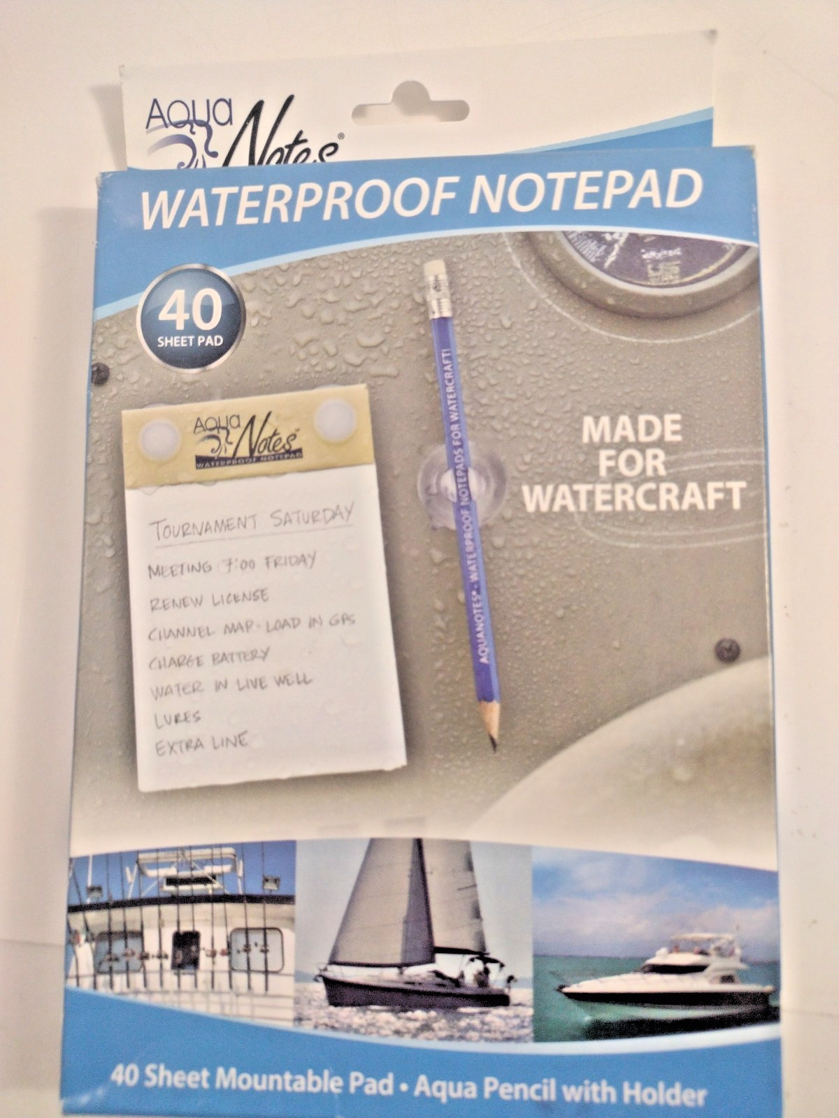 Aqua Boat Notes Waterproof Notepad (MADE IN THE USA) 40 Sheet Pack Aqua Pencil