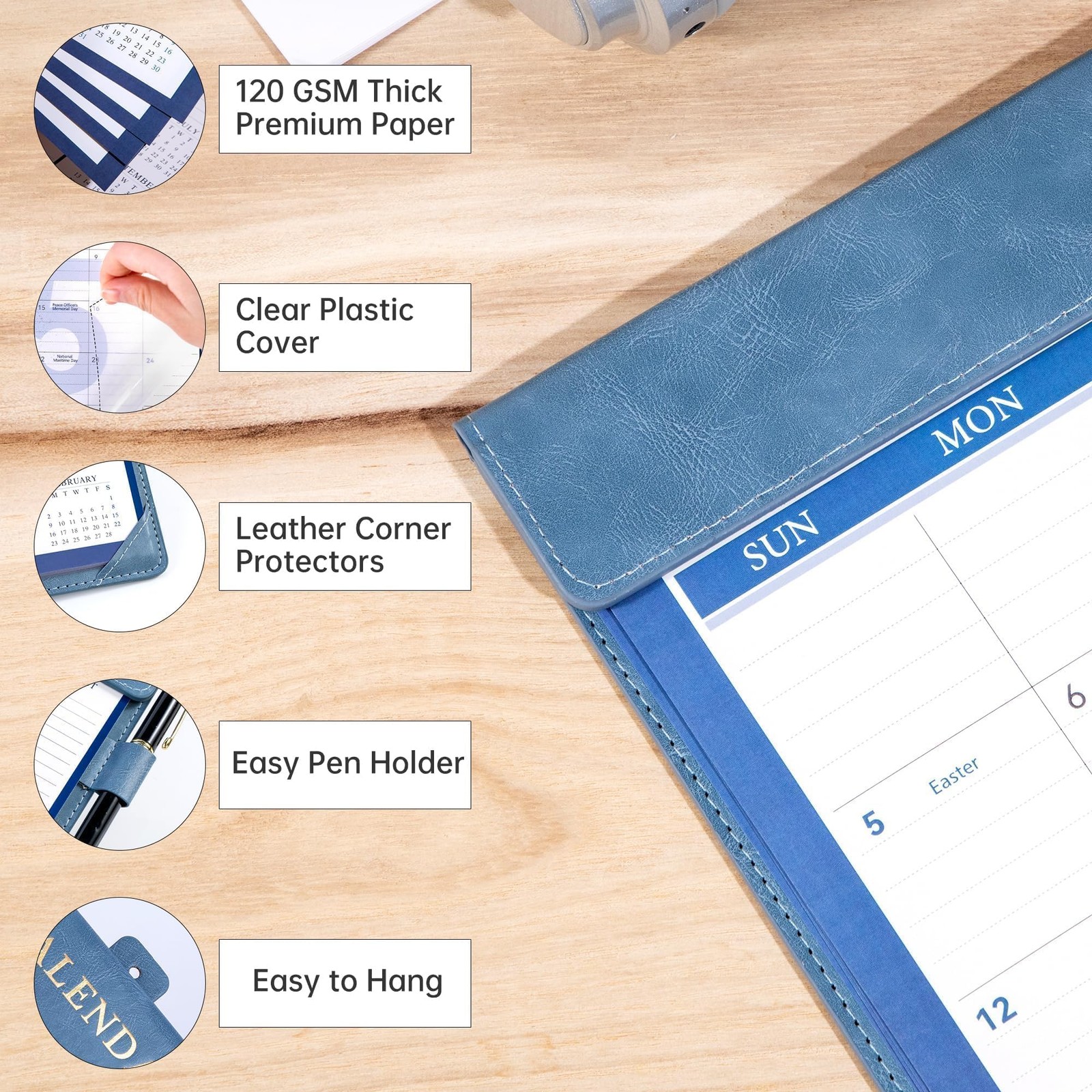 Yoment Desk Calendar 2026, Jan 2026-Dec 2027, 2026 24 MONTH, Blue