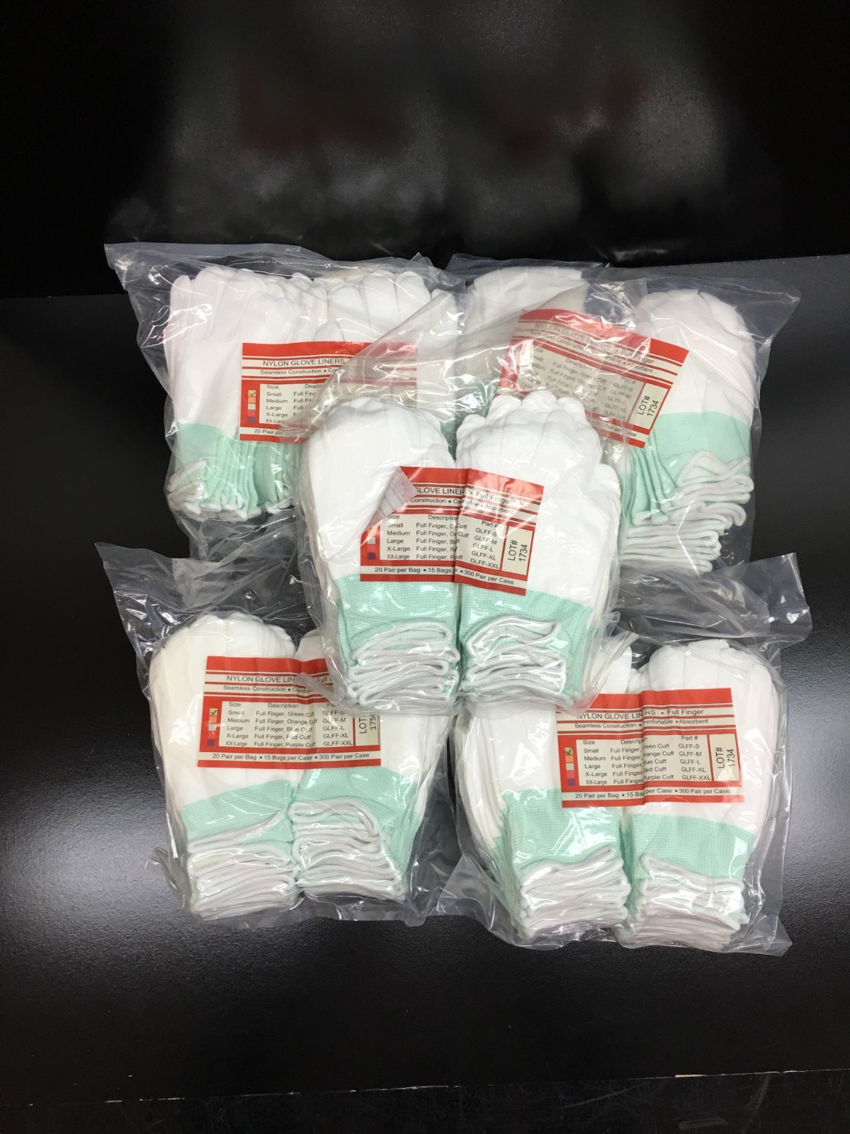 VWR Nylon Glove Liners Full Finger Size S Lot 5 PKS