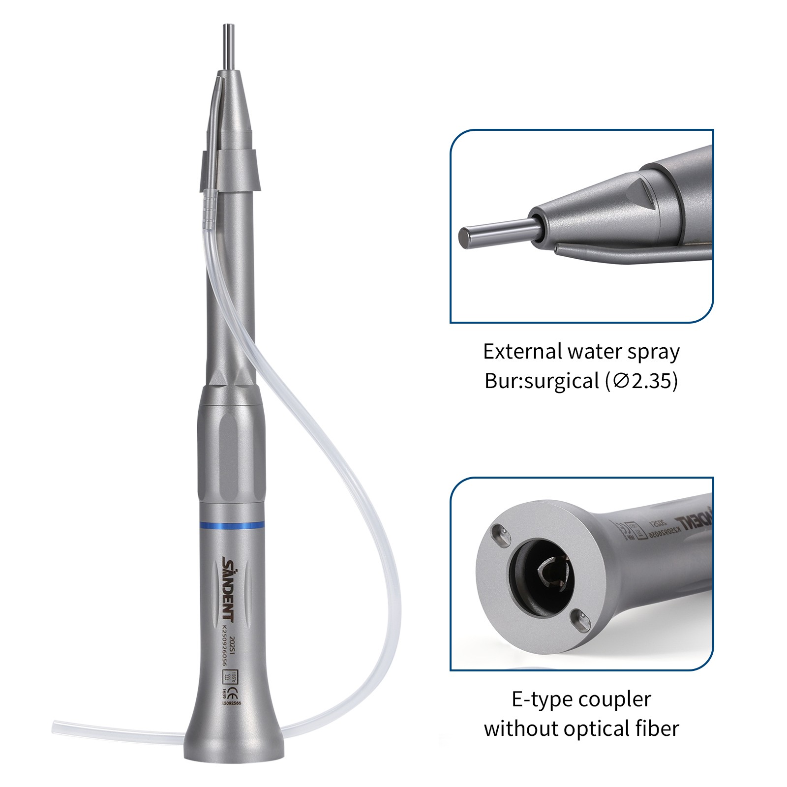 Dental Surgical Straight Cone Handpiece 1:1 Micro Surgery external Water Spray