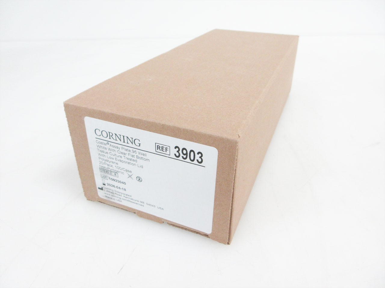 BOX 20 CORNING 3903 COSTAR 96-WELL CLEAR BOTTOM WHITE MICROPLATE EXP 2026-04-18