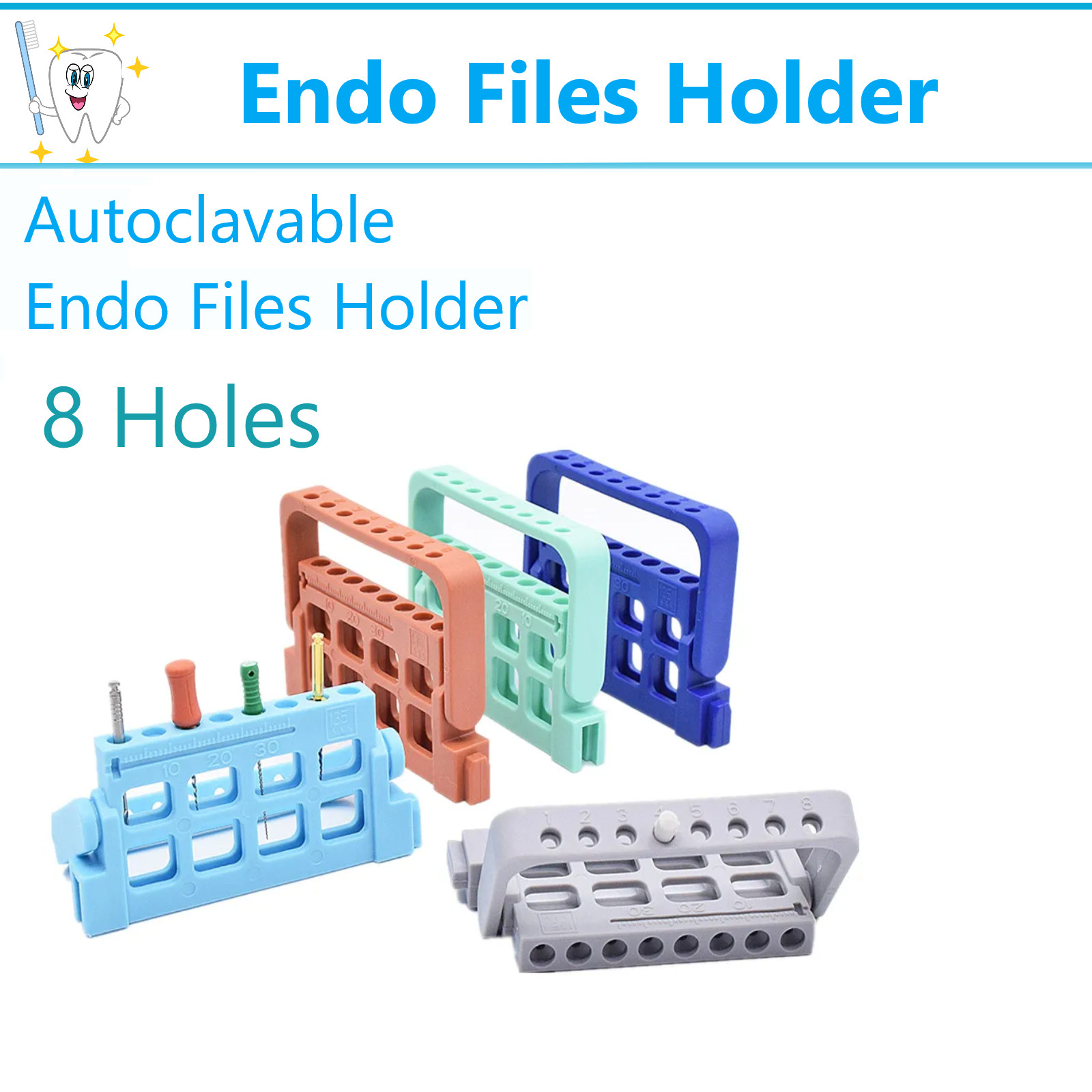 Dental Bur Block RECTANGULAR Lab Bur Guard Holder Station Holds 12 Burs FG, RA