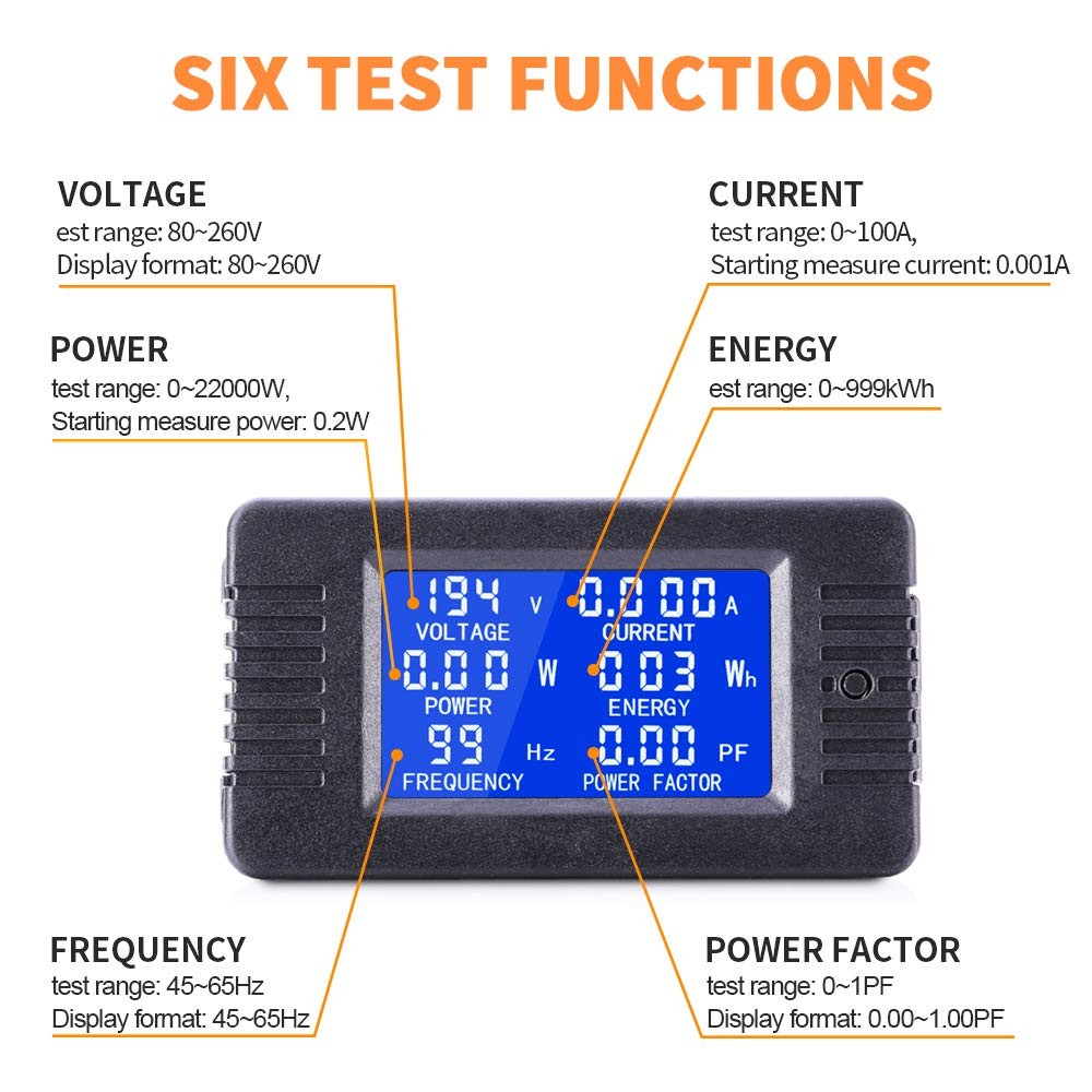 80-260V 100A LCD Display AC Volt Meter Amp Multi-meter Power Monitor Panel Kit