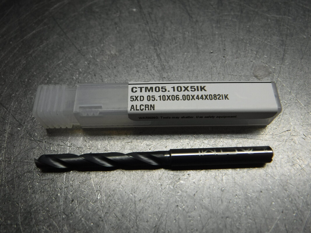 CTMI 5.10mm Coolant Thru Carbide Drill 5XD 05.10×06.00x44x082IK ALCRN (LOC3233A)