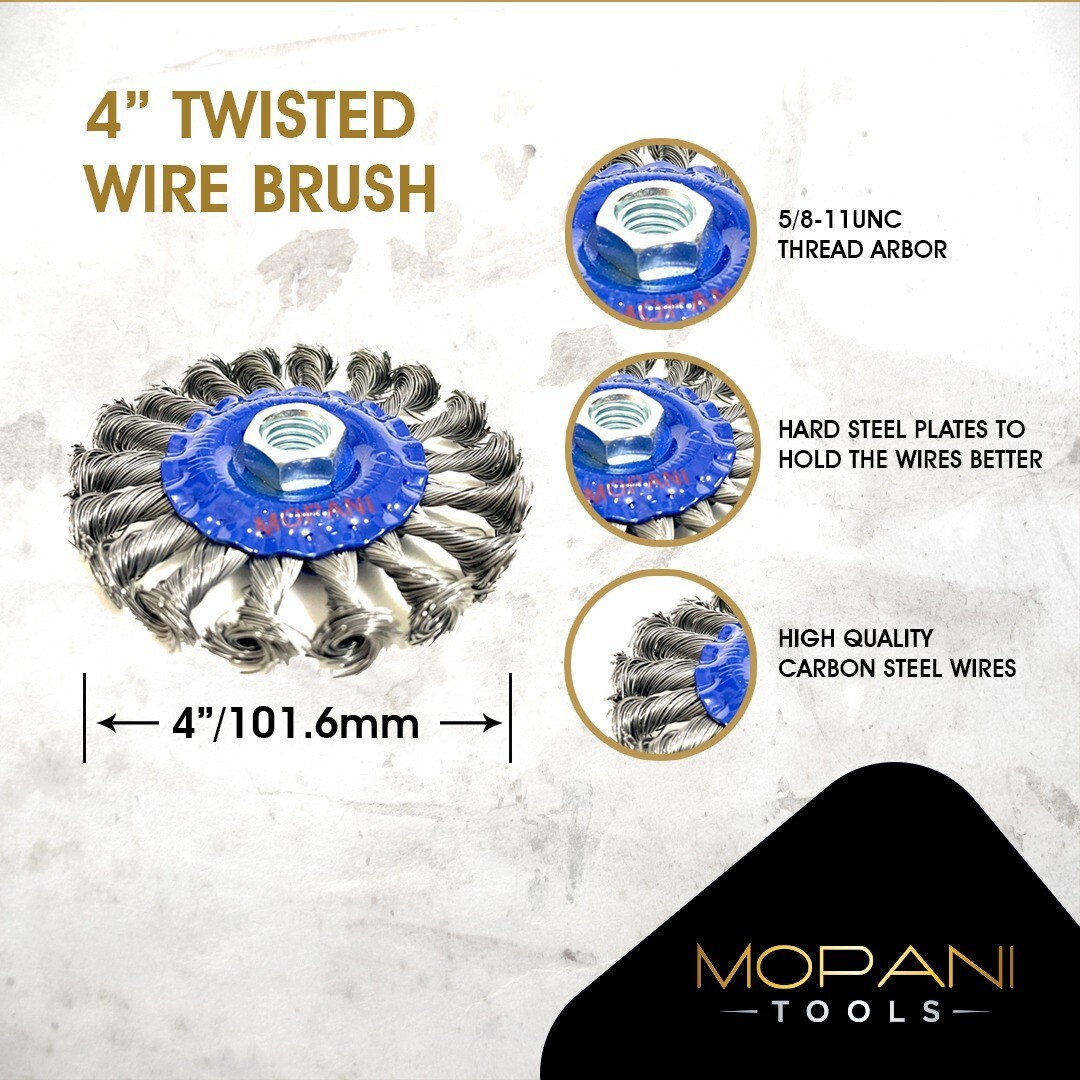 24Pcs Wheel Wire Brush 4-Inch (4″ Twisted/Knotted) 5/8″-11 UNC Angle Grinder