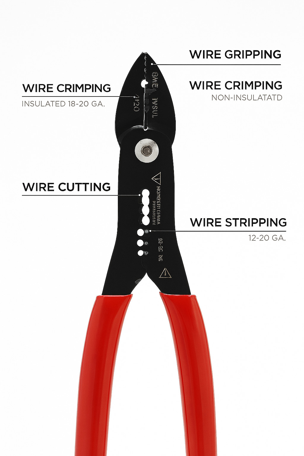 4‑in‑1 Wire Pliers | Crimper, Stripper, Cutter & Gripper | 10‑22 AWG
