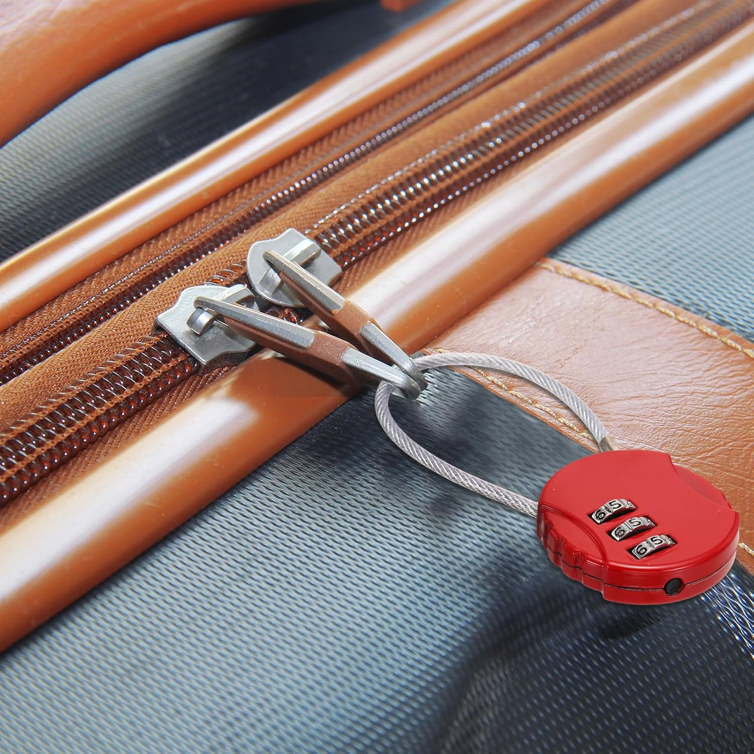 2-Pack Combo Padlock Heart 3-Digit Password, Red | Zinc Alloy Cable