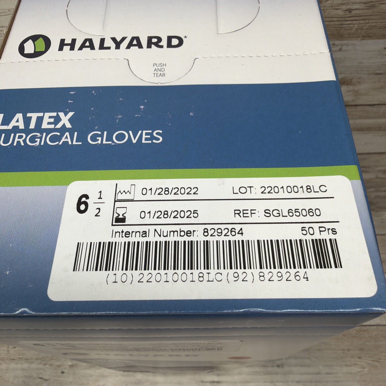 HALYARD LATEX Surgical Gloves *1 DENTED BOX* Size: 6.5 SGL65060 *See Date*1-25