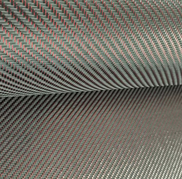 Metallic Carbon Fiber&Red&Silver Reflection Mixed Fabric Twill Cloth 50cm*100cm