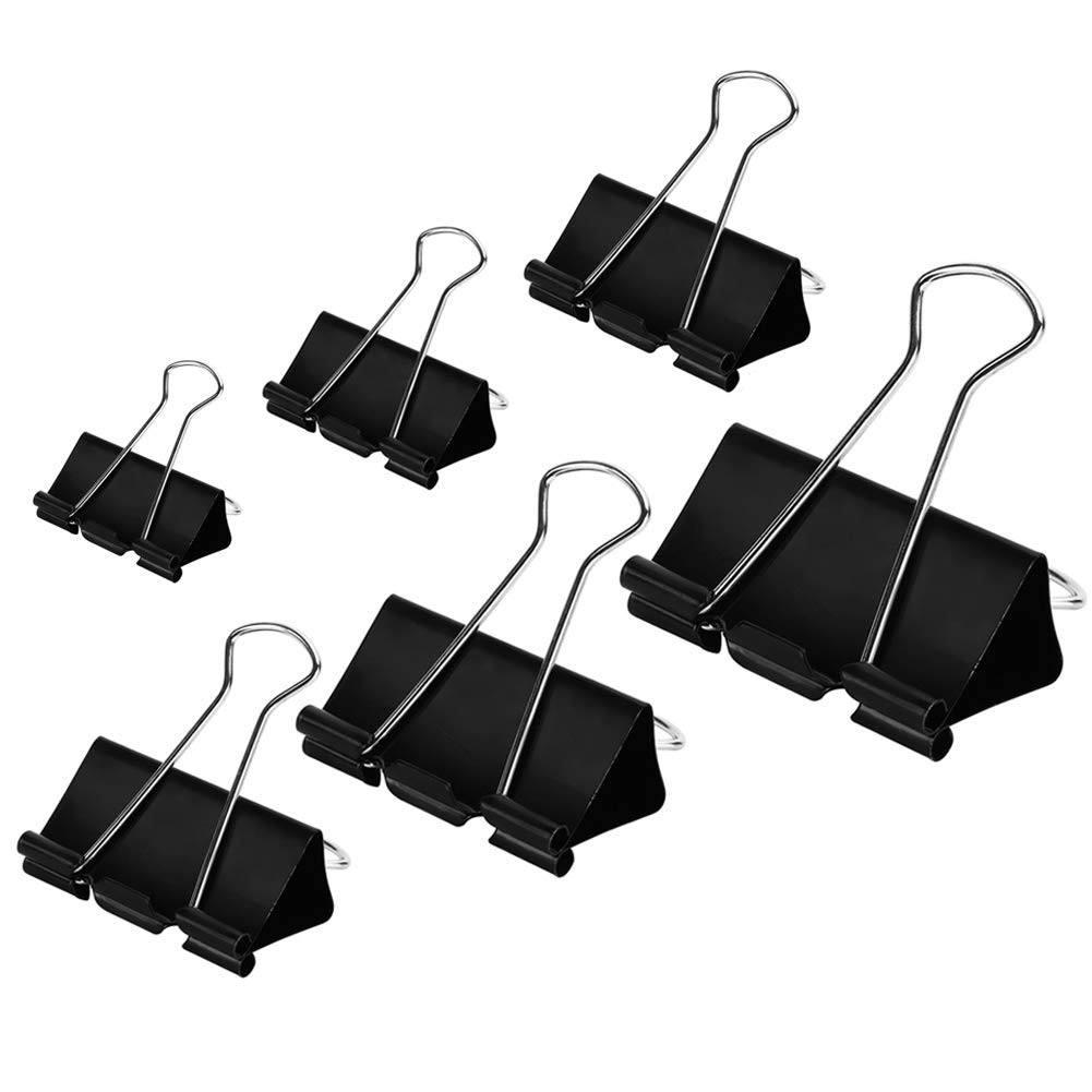 DSTELIN Binder Clips Paper Clamps Assorted Sizes 100 Count (Black),X Large,Large
