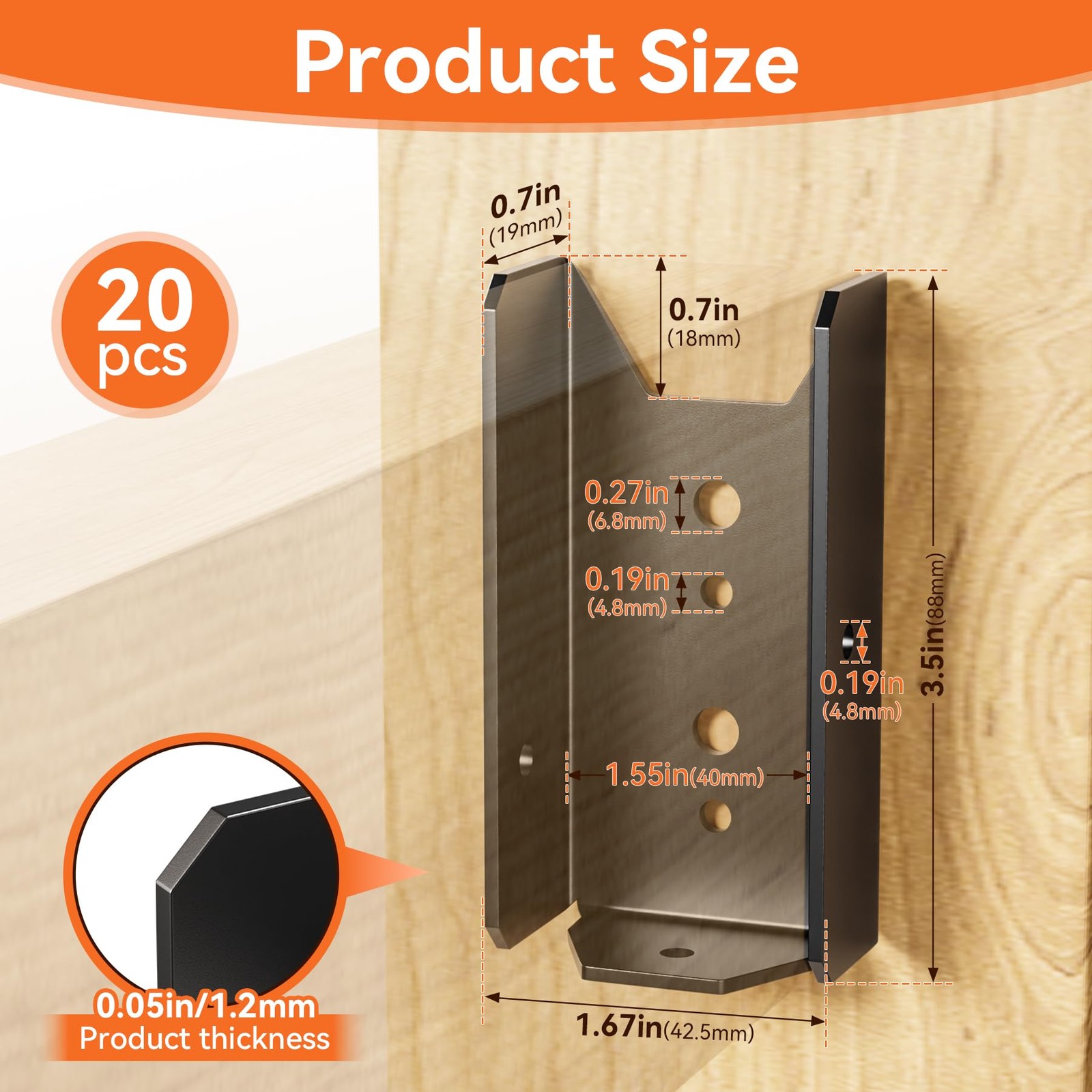 20 Pcs 2X4 Fence Brackets for Wood Black – 18 Gauge Deck Railing Brackets for 2X