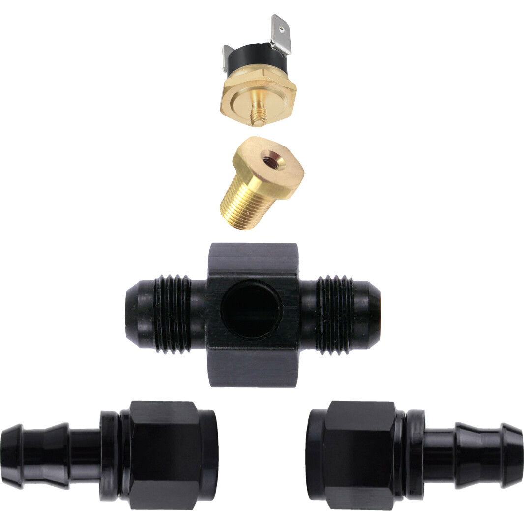6AN-10AN TRANS-MISSION OIL COOLER HOSE ADAPTER ELECTRIC FAN TEMP-ERATURE SWITCH
