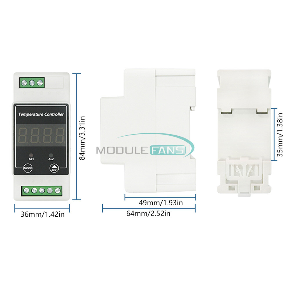 Din Rail Intelligent Digital Temp Controller Thermostat AC100-240V DC8-24V